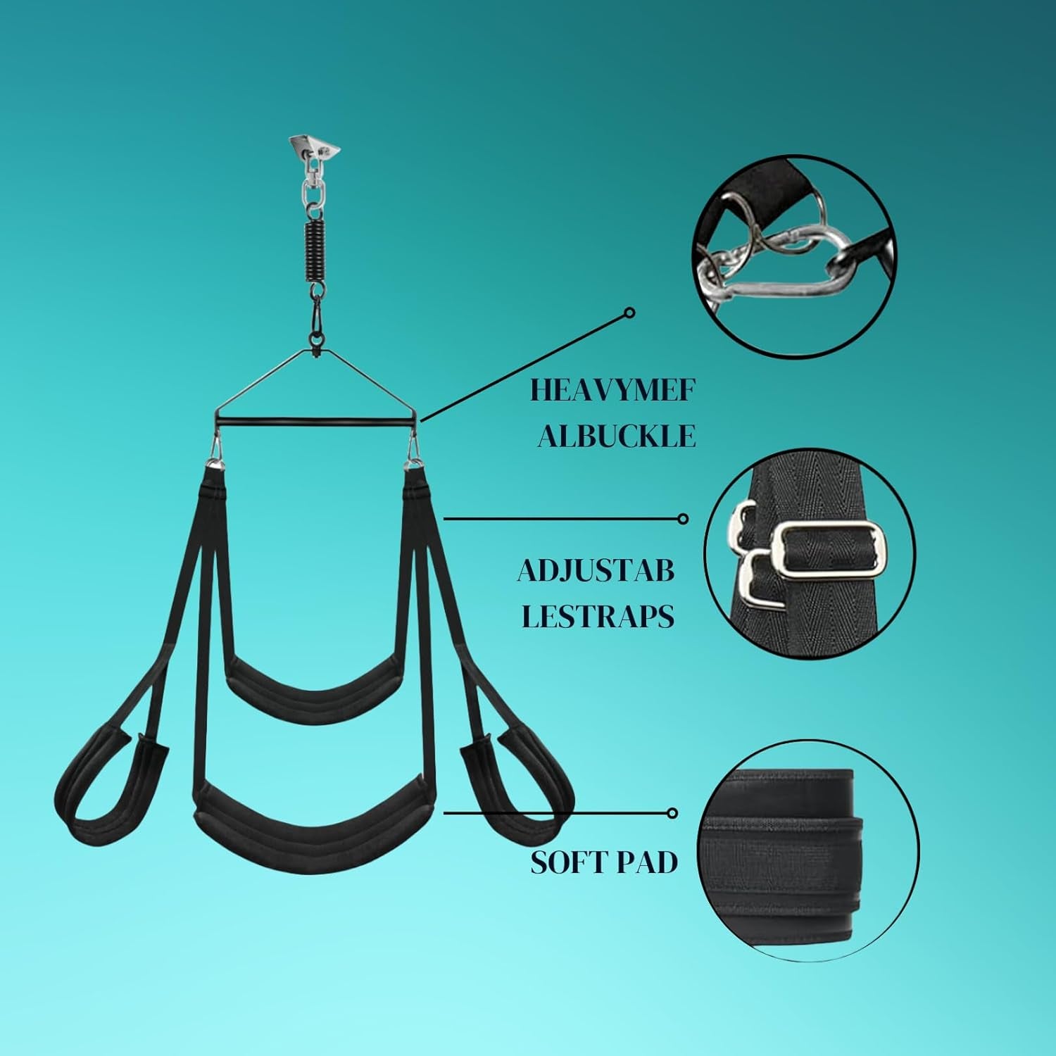 Sex Swing BDSM Sex Toys Bondage Slave Hanging Sex Slings with Sturdy Iron Frame and Soft Adjustable Straps, 530Lbs Capacity Hanging Handcuffs Leg Restraints Intimate Bedroom Sex Toys for Couple