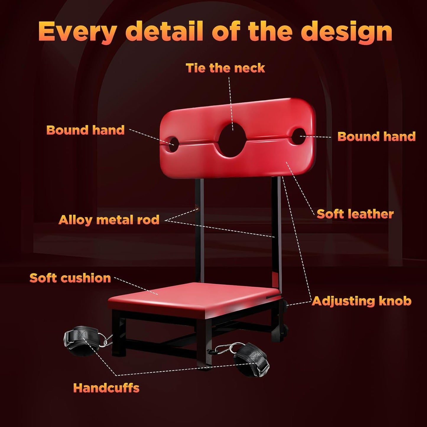 SubmissionThrone Bondage Bench – PU Leather Seat, Steel