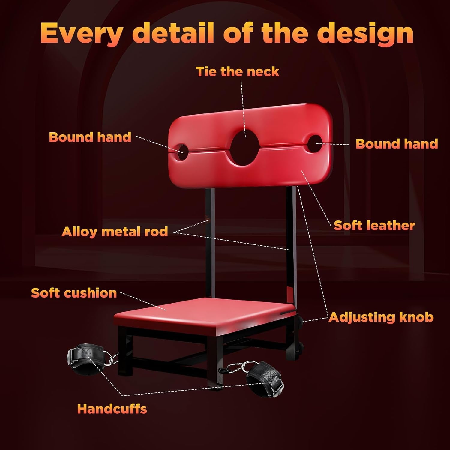 SubmissionThrone Bondage Bench – PU Leather Seat, Steel