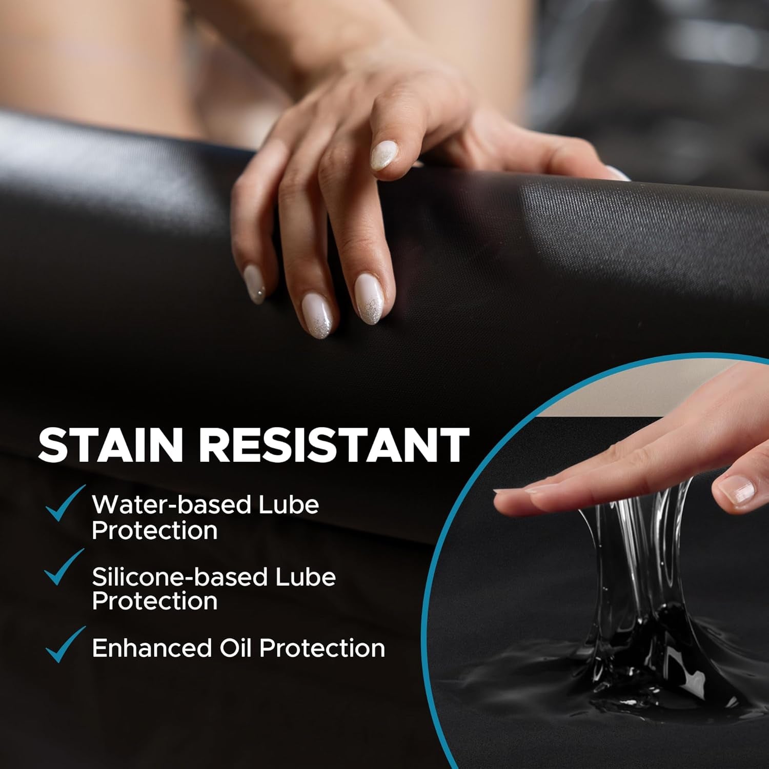 Inflatable Massage Sheet with Inflatable Sides | Black Durable PVC Waterproof | 210 X 156 X 16 Cm, 83 X 61 X 6 Inches | Protection against Oil, Water-Based, and Silicone-Based Products