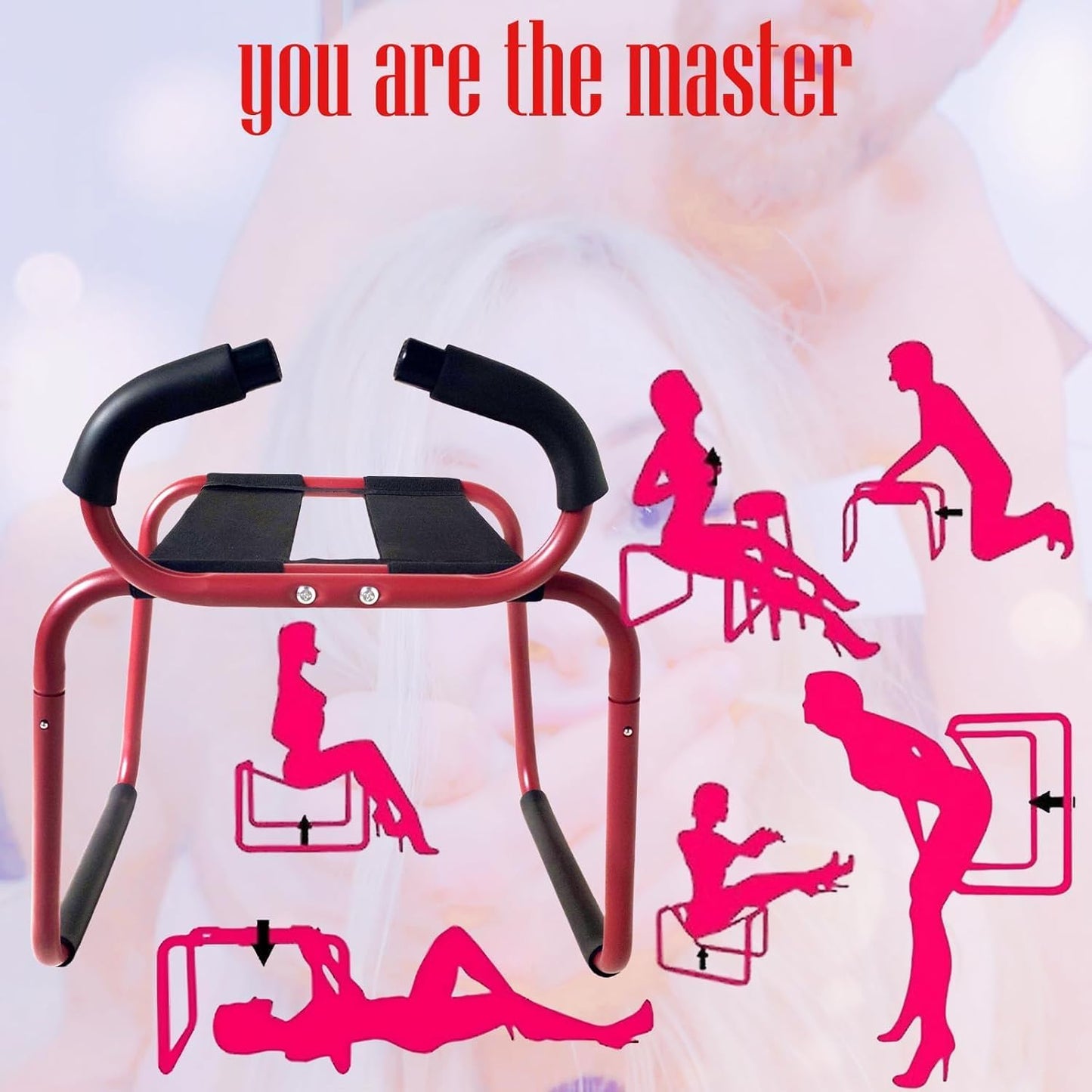 Adjustable Sex Chair for Couples – Sturdy Love Position Aids Furniture for Bedroom, Intimate Games & SM Play Bench, Heavy-Duty Sex Position Enhancer with Soft Seat, Handrail Support & Easy Assembly