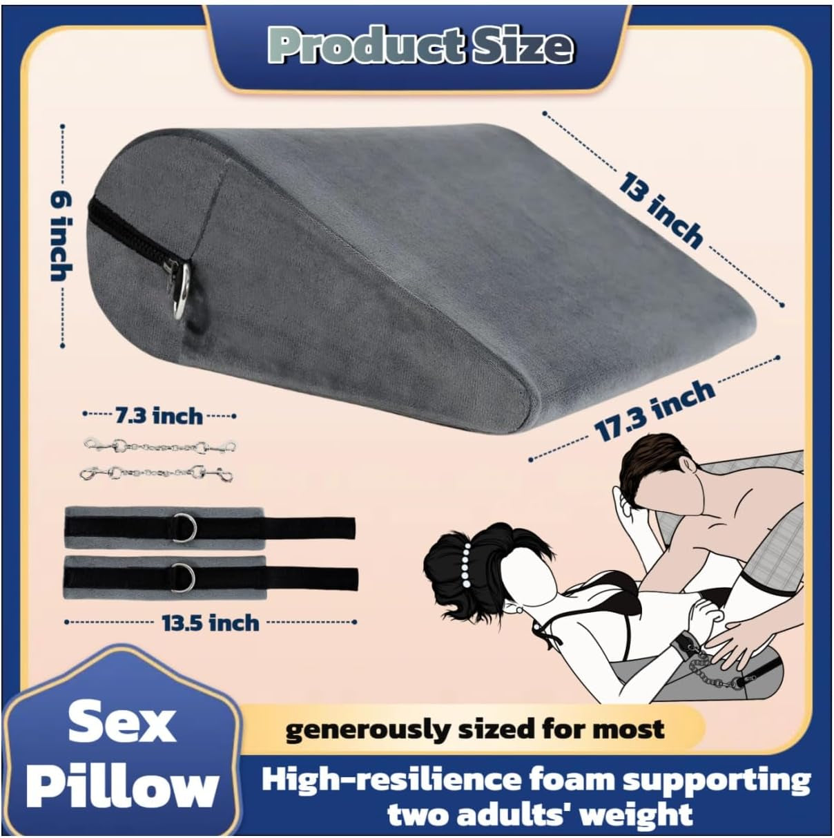 MidnightAngle Sex Pillow Wedge with Cuffs