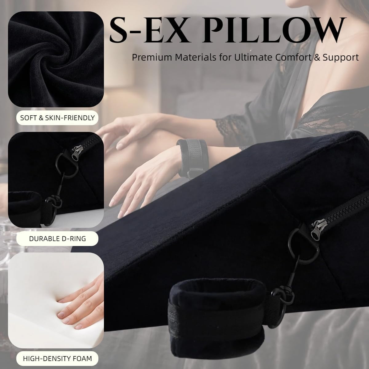 MidnightRitual Sex Position Pillow with Cuffs | Bondage Restraint Kit