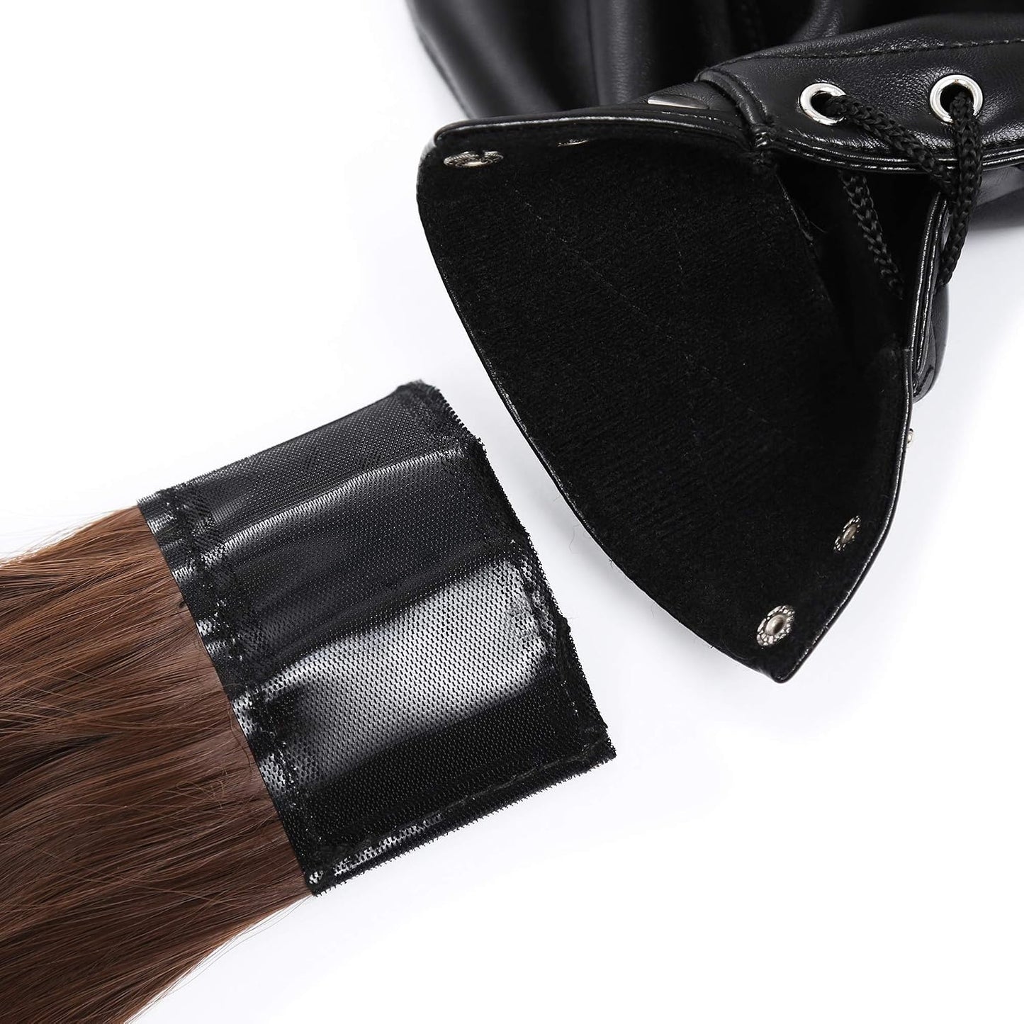 SableRite PU Leather Bondage Mask Hood with Wig