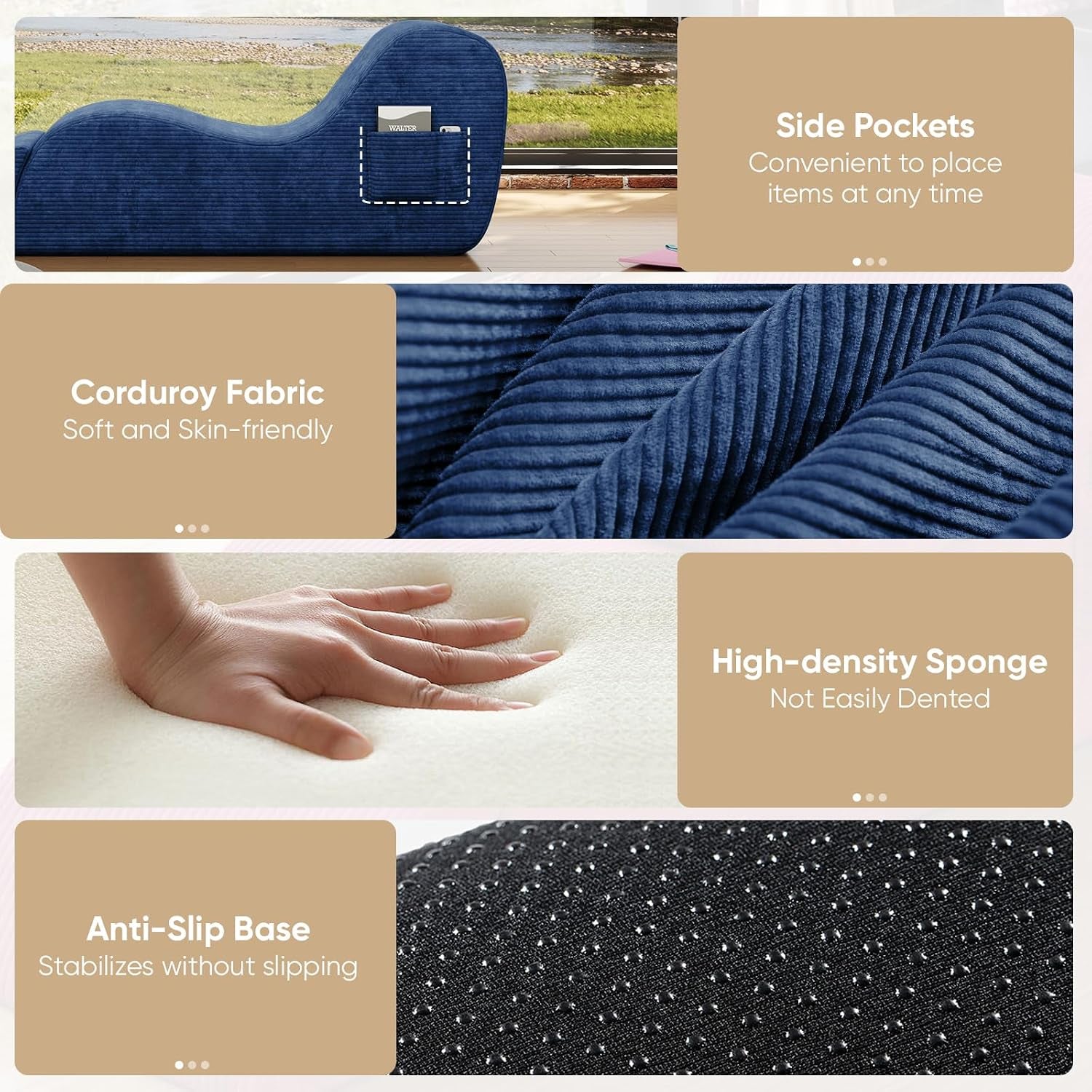 AzureAfterglow Sex Chaise Lounge with Lumbar Cushion