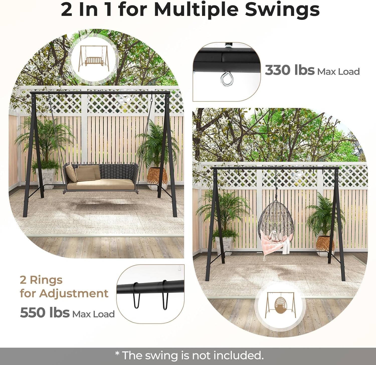 ViceAtlas Sex Swing Stand | 4-Ring Metal A-Frame