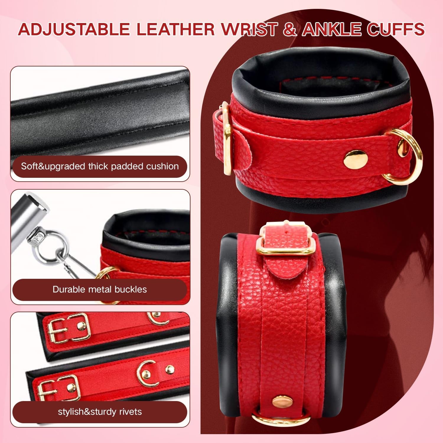 Spreader Bar Sex Toys BDSM Bondage Restraints with Leather Handcuffs Ankle Cuffs Furniture Restraints Kit Expandable Fetish Sm Games