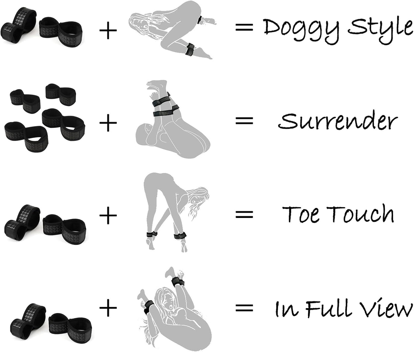 NoirVelvet 4pc BDSM Bondage Kit for Couples | Vegan Leather Restraints