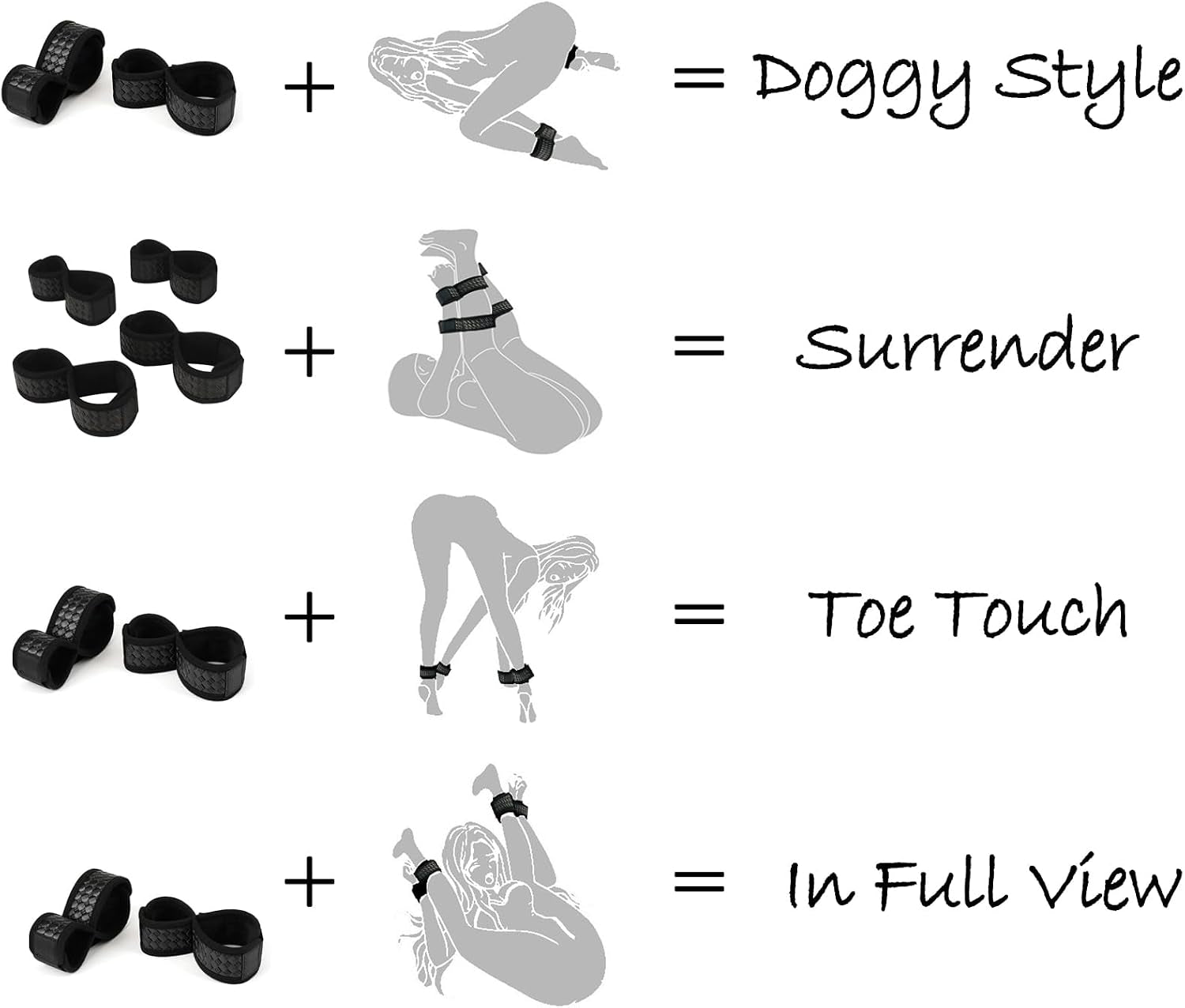 NoirVelvet 4pc BDSM Bondage Kit for Couples | Vegan Leather Restraints