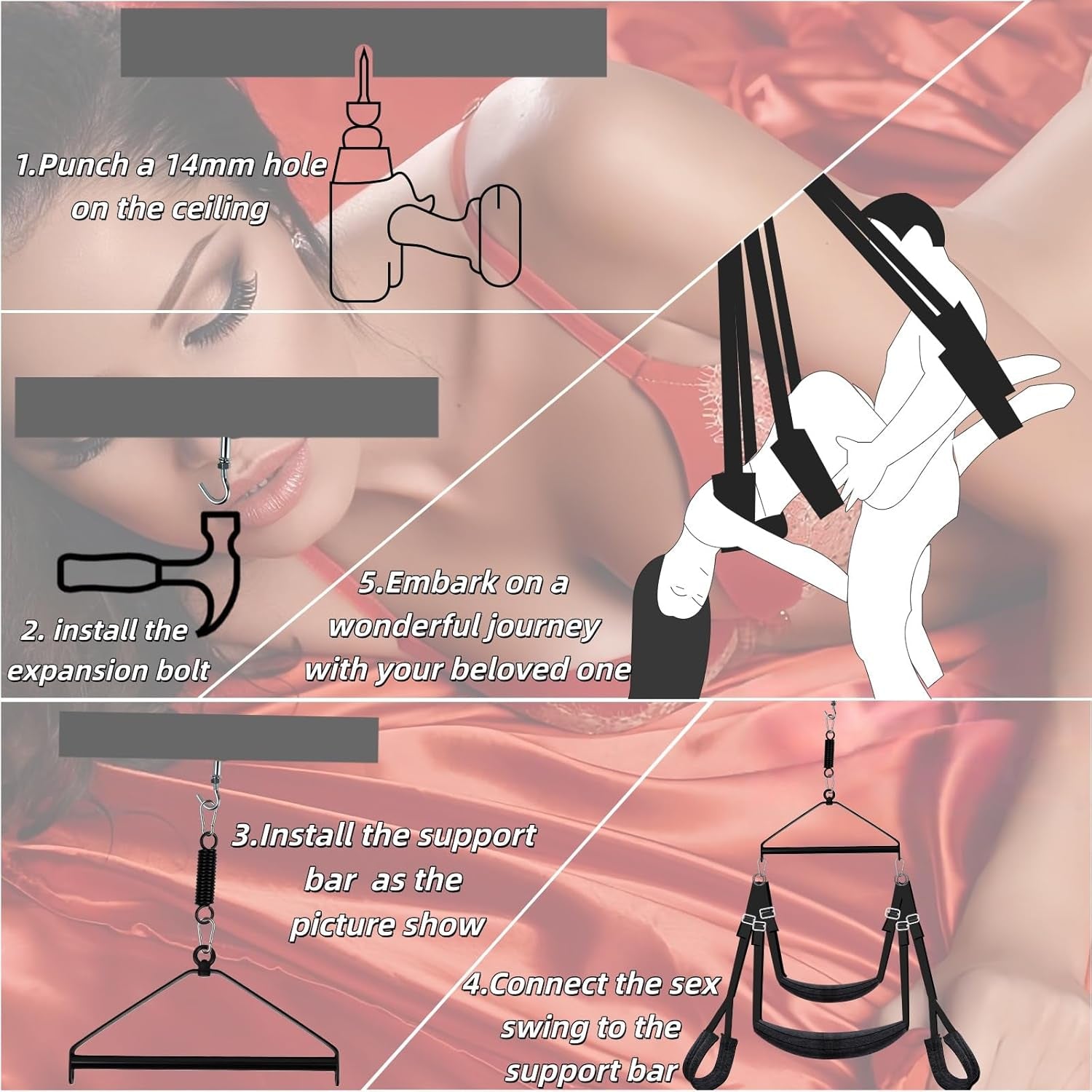 Luxury 3Rd Gen 180° Spinning Sex Swing – Ultra-Soft Fluffy Liner,Steel Triangle Support, 600 Lbs Capacity – Designed for Couples