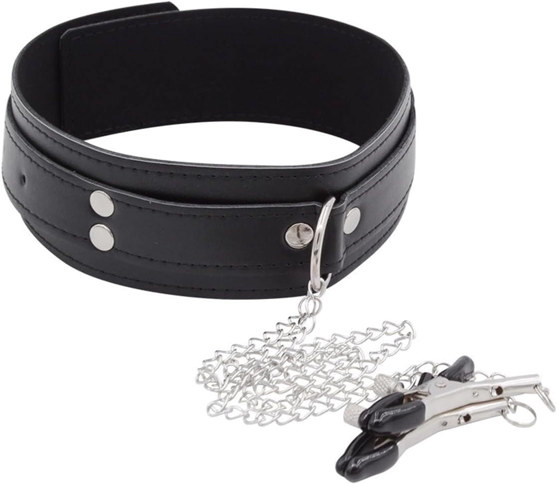 ChainTease BDSM Collar with Nipple Clamps