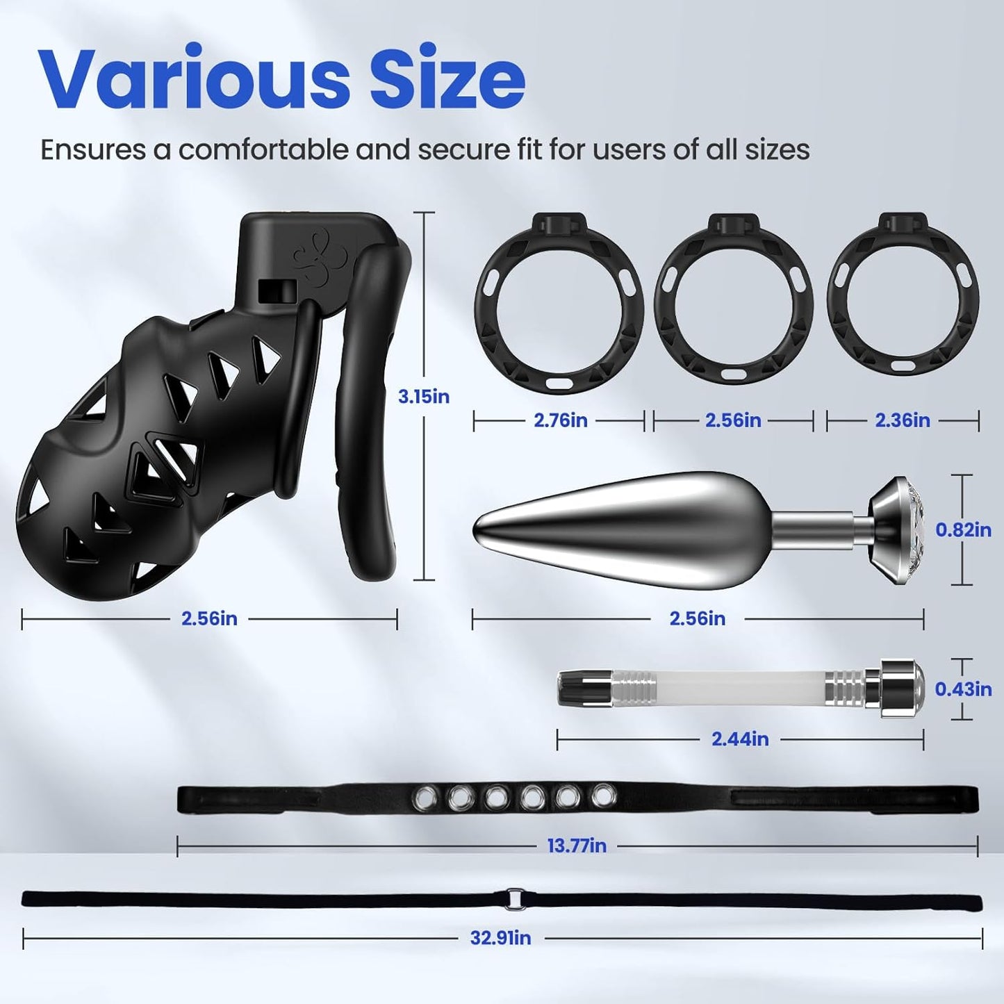 OnyxControl Black Chastity Cage Kit – Rings, Plug & Hidden Lock