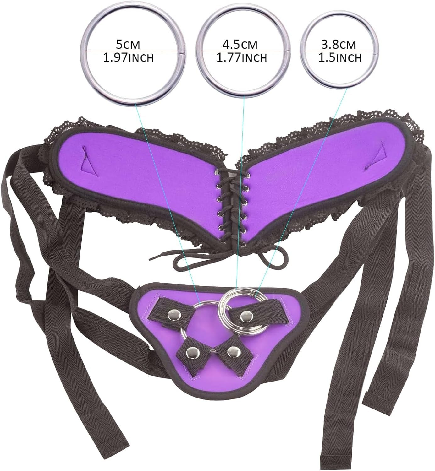 LaceAllure Realistic Strap-On Dildo | 7.8" Removable, 3 O-Rings 
