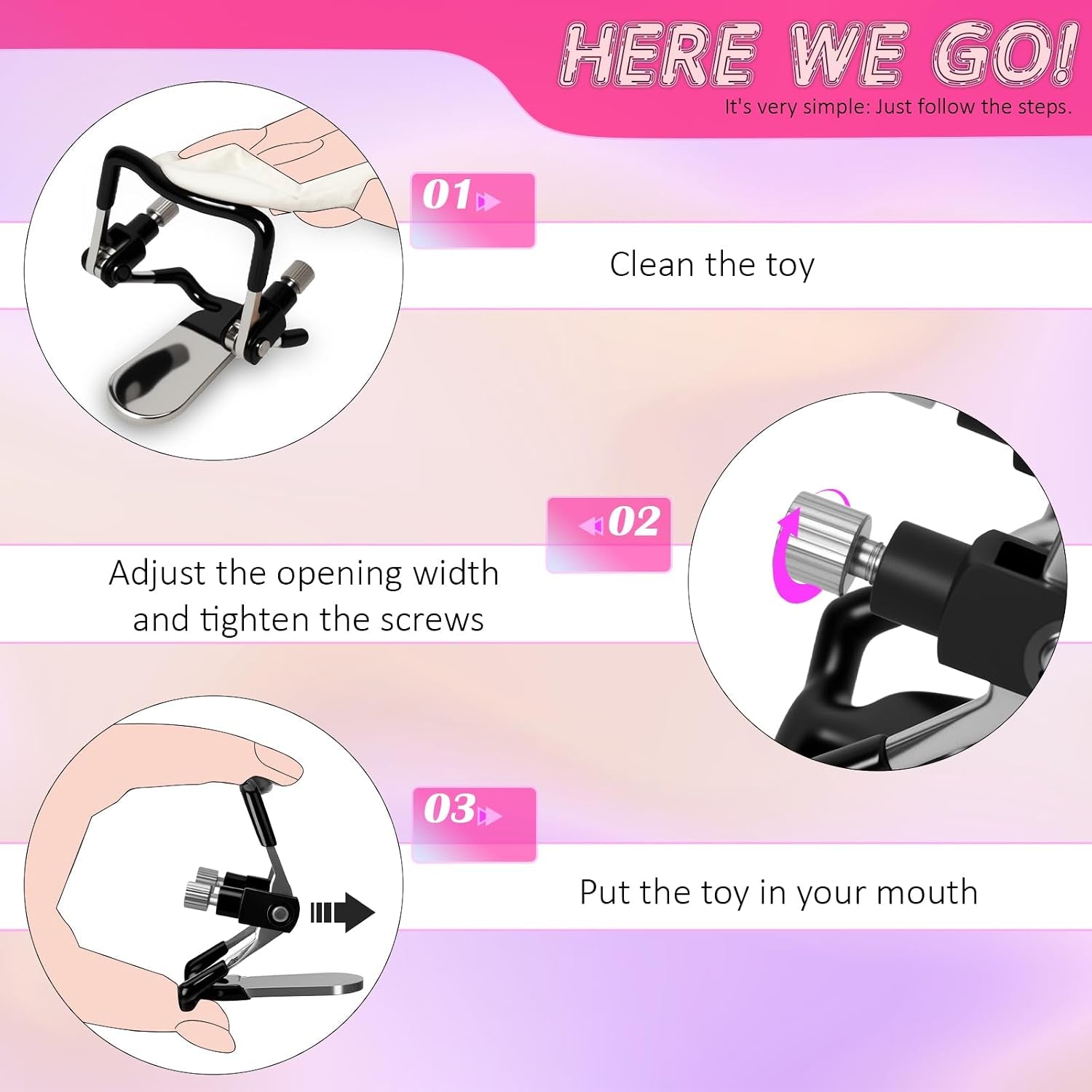 DuskCommand Adjustable BDSM Steel Open Mouth Gag