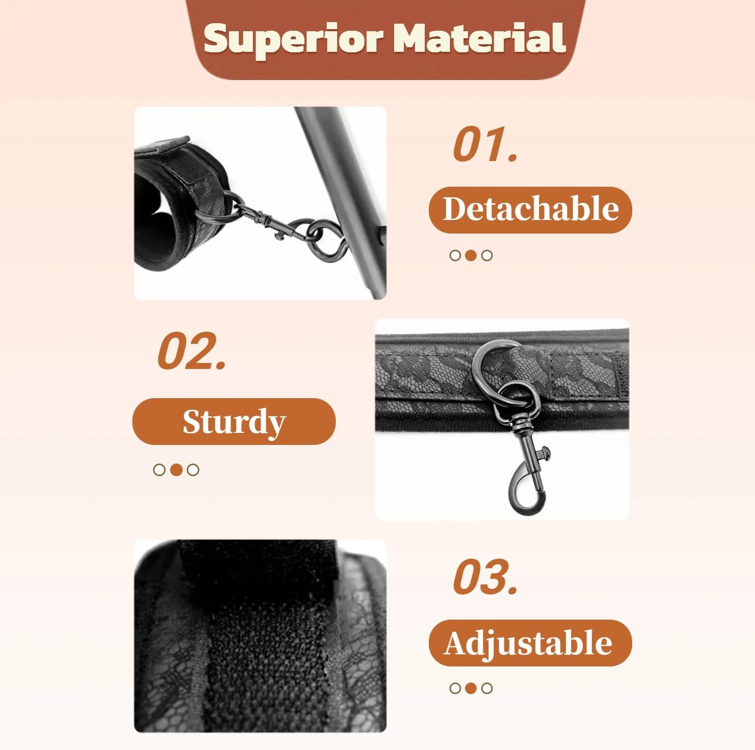Spreader Bar Sex Toys BDSM Bondage Restraints with Handcuffs Ankle Cuffs for Couples Adults SM Games Adjustable 22-36 Inch