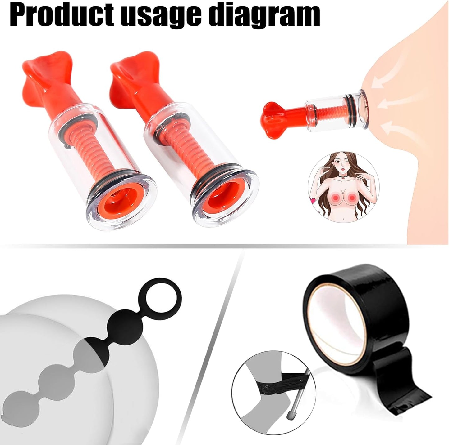 BDSM Adult Toys Bondage Restraints，Couples Sex Toys with Anal Toys and Adjustable Handcuffs Collar Ankle Cuff Blindfold Feather Tickler