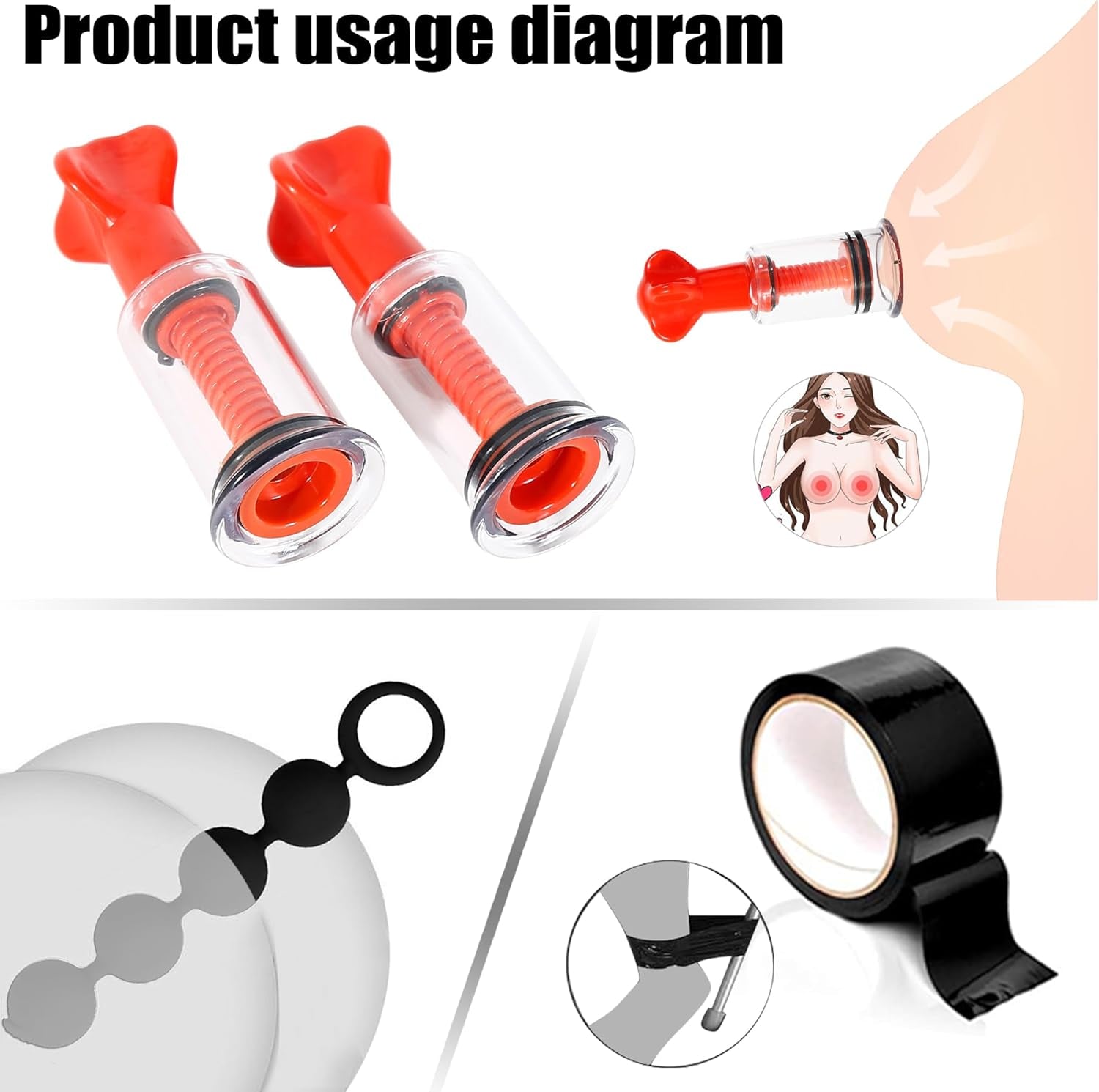 BDSM Adult Toys Bondage Restraints，Couples Sex Toys with Anal Toys and Adjustable Handcuffs Collar Ankle Cuff Blindfold Feather Tickler
