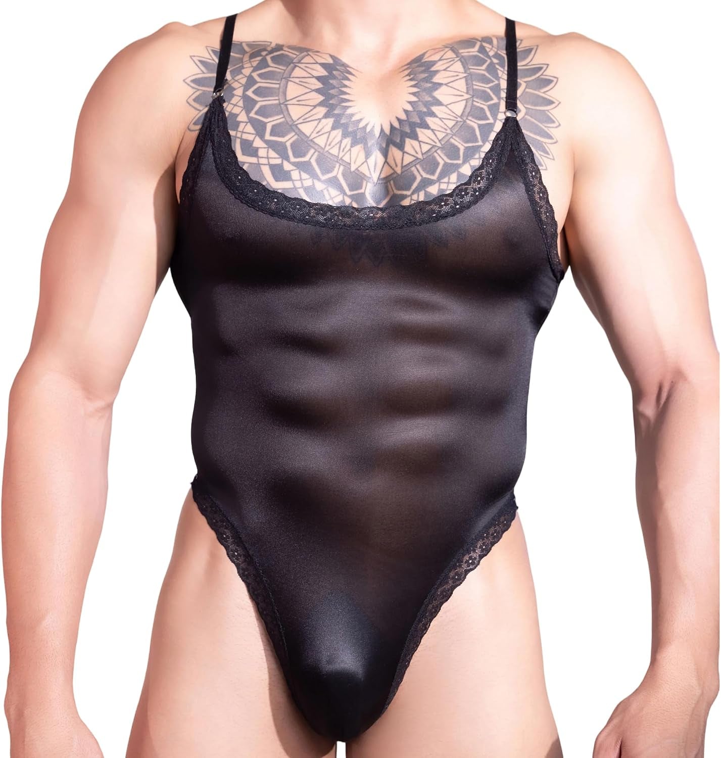 NightSheer Men's Lace Bodysuit | BDSM Roleplay Lingerie