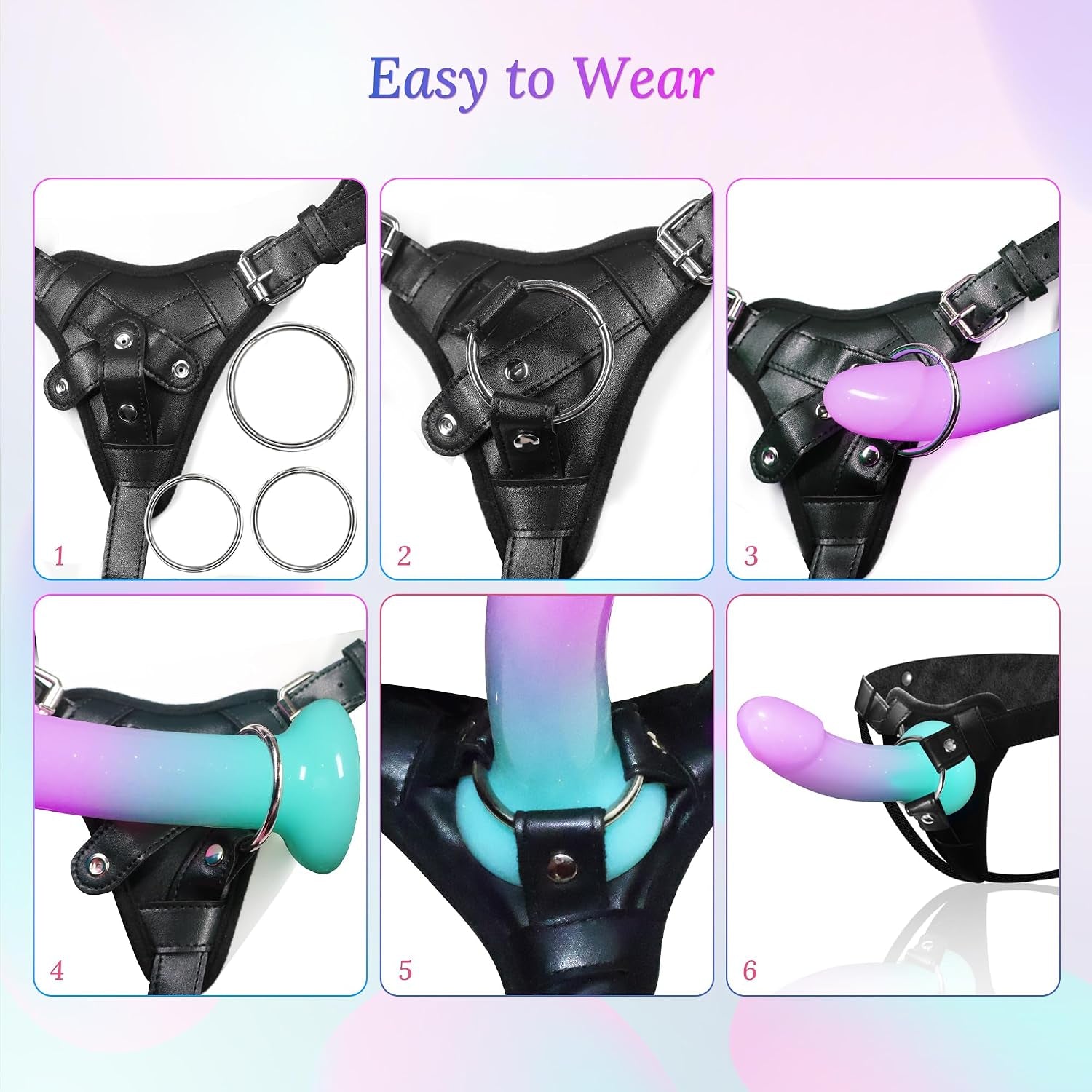 NightGlow 7.6in Silicone Strap On & Harness Set