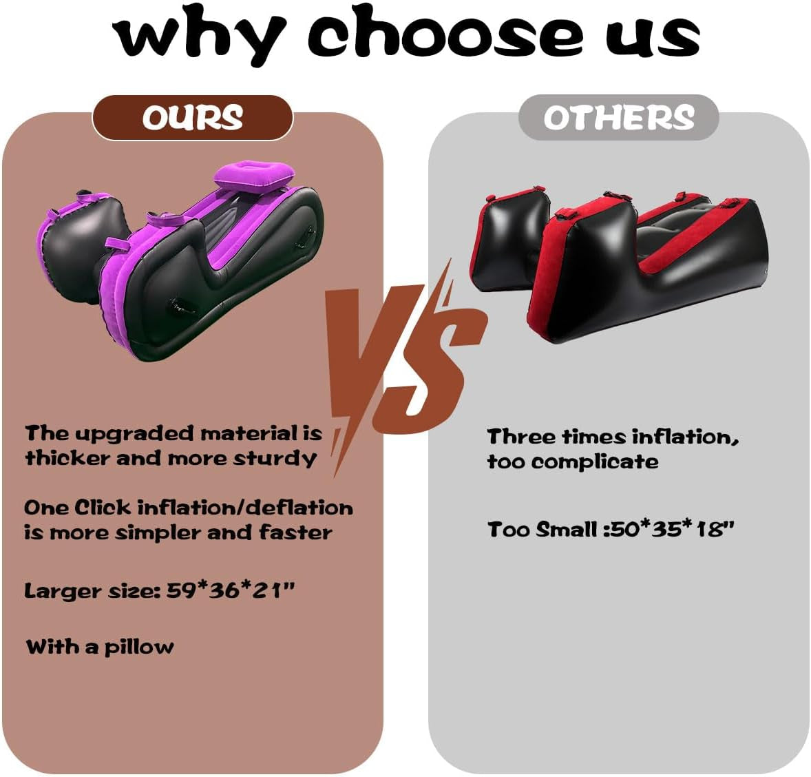 Sex Bed Inflatable Sex Furniture with Sexual Restraints for Sex BDSM Bondage Sex Position Bed for Couple Auto Inflated Sex Toys for Bedroom Beach Garden Camping & Travel