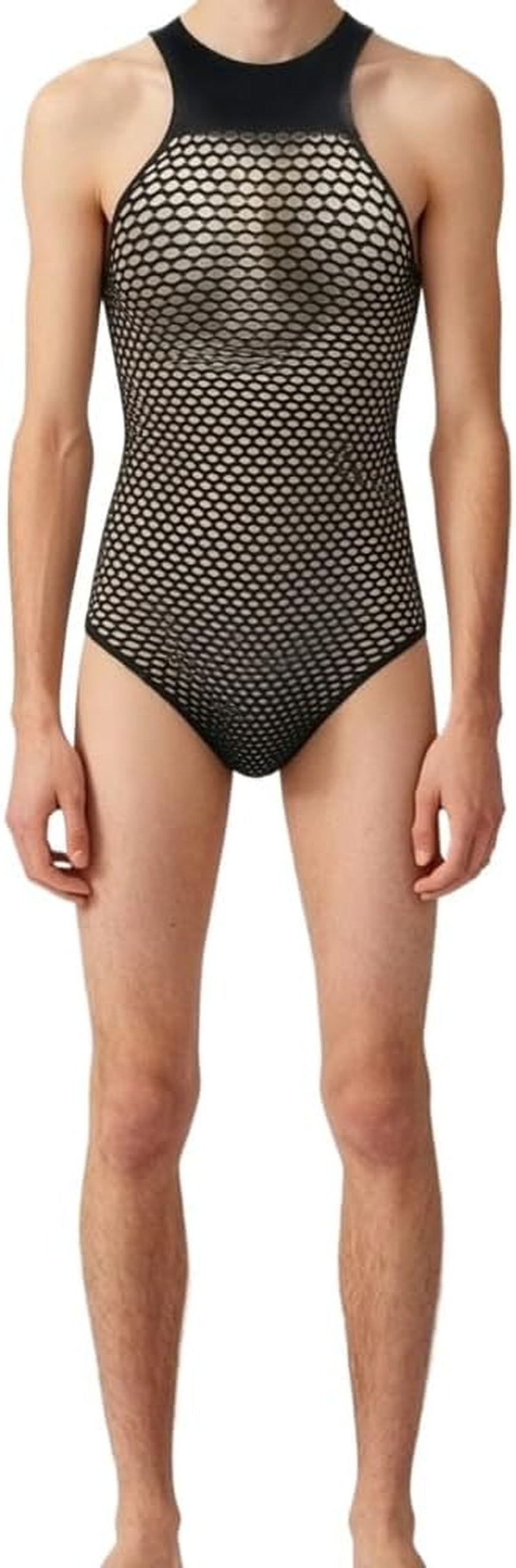 NightSnare Men's SM Play Sheer Fishnet Bodysuit
