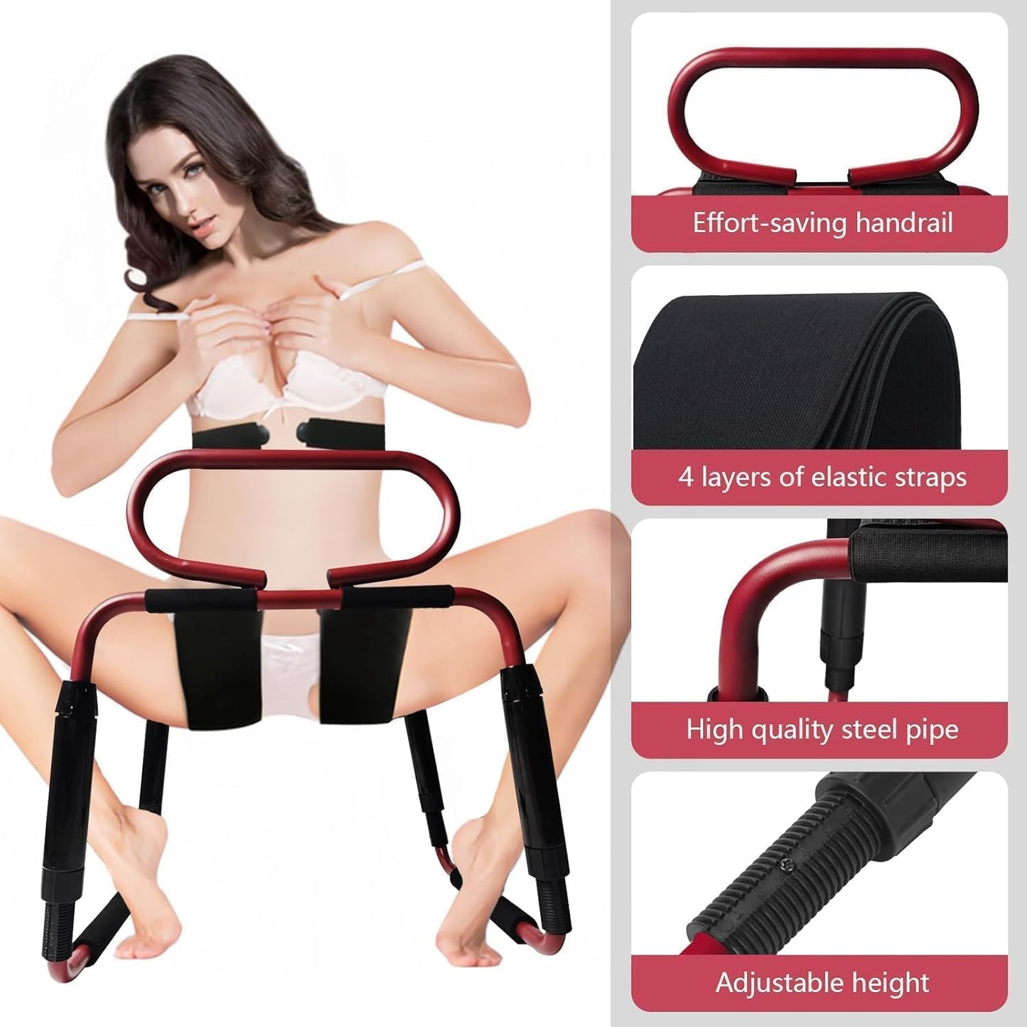 CrimsonRise Adjustable Sex Chair with Handrail