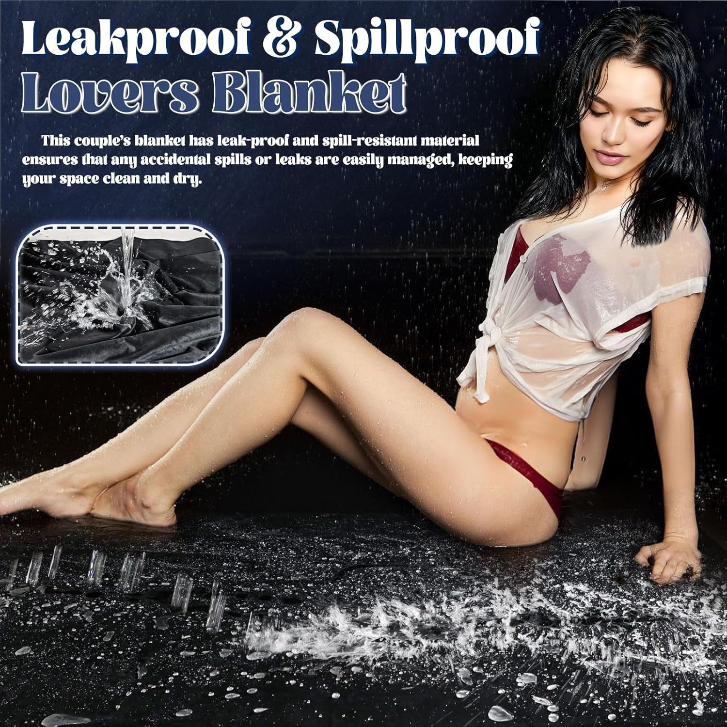 Waterproof Sex Blanket for Bed Intimacy, Queen Size 72 * 54 Inch 3 Layer Leakproof Mattress Protector Sex Mat for Adult, Reusable & Stainproof Throw Blanket Cover for Bed Couch Sofa Protection
