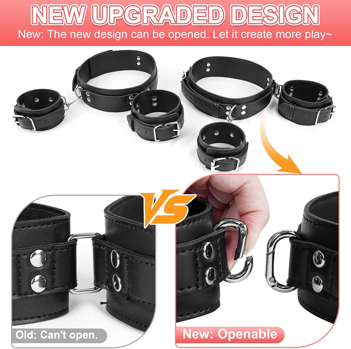 NightShade 6pc BDSM Thigh & Wrist Cuffs Set | Sex Restraints