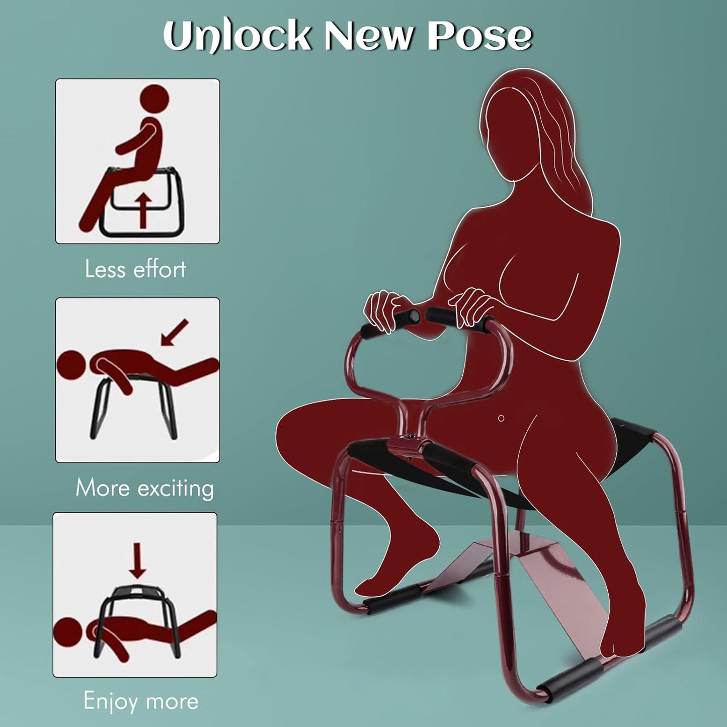 Bondage Chair Sex Furniture Bouncing Mount Stools Adult Sex Toy, Sex Love Chair with Handrail Detachable and Convenient Elastic Chair for Position Support, Weightless Position Sex Bench for Couples