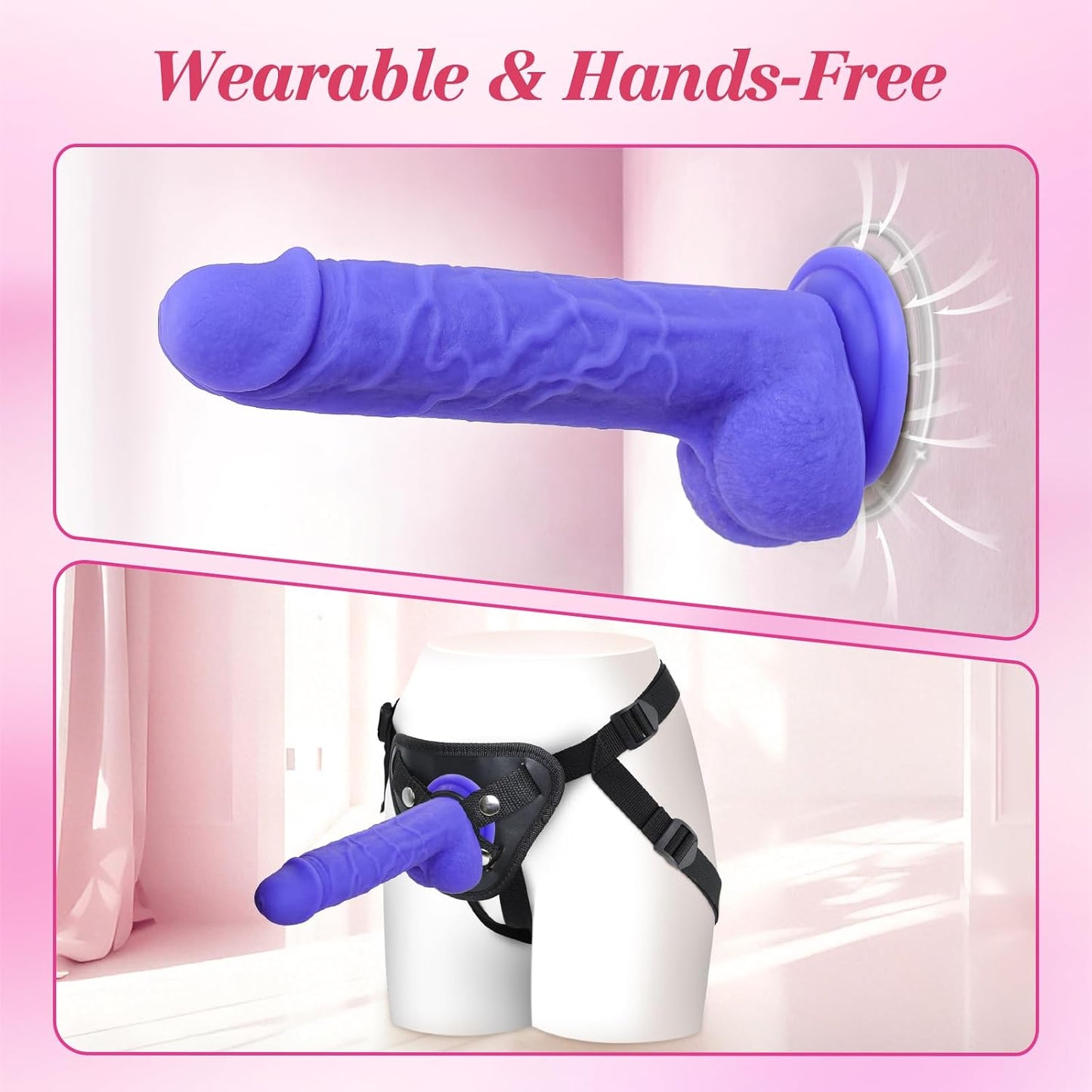 AmethystBond Liquid Silicone Strap-On Kit | Suction Cup, 2-in-1