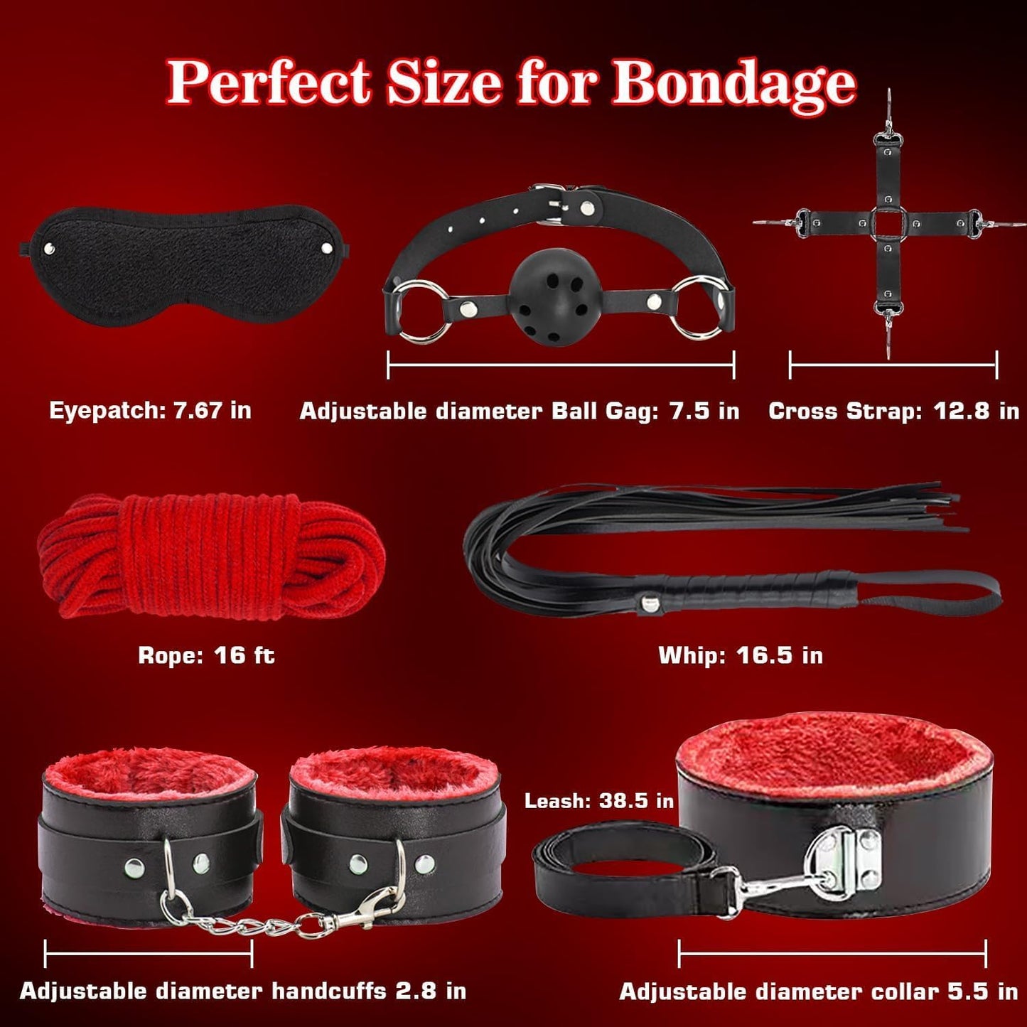 BDSM Couples Sex Toys Bondage - 12 Pcs Kit Bondage Restraint Gear and Accessories Set Adult Toys for Women and Man