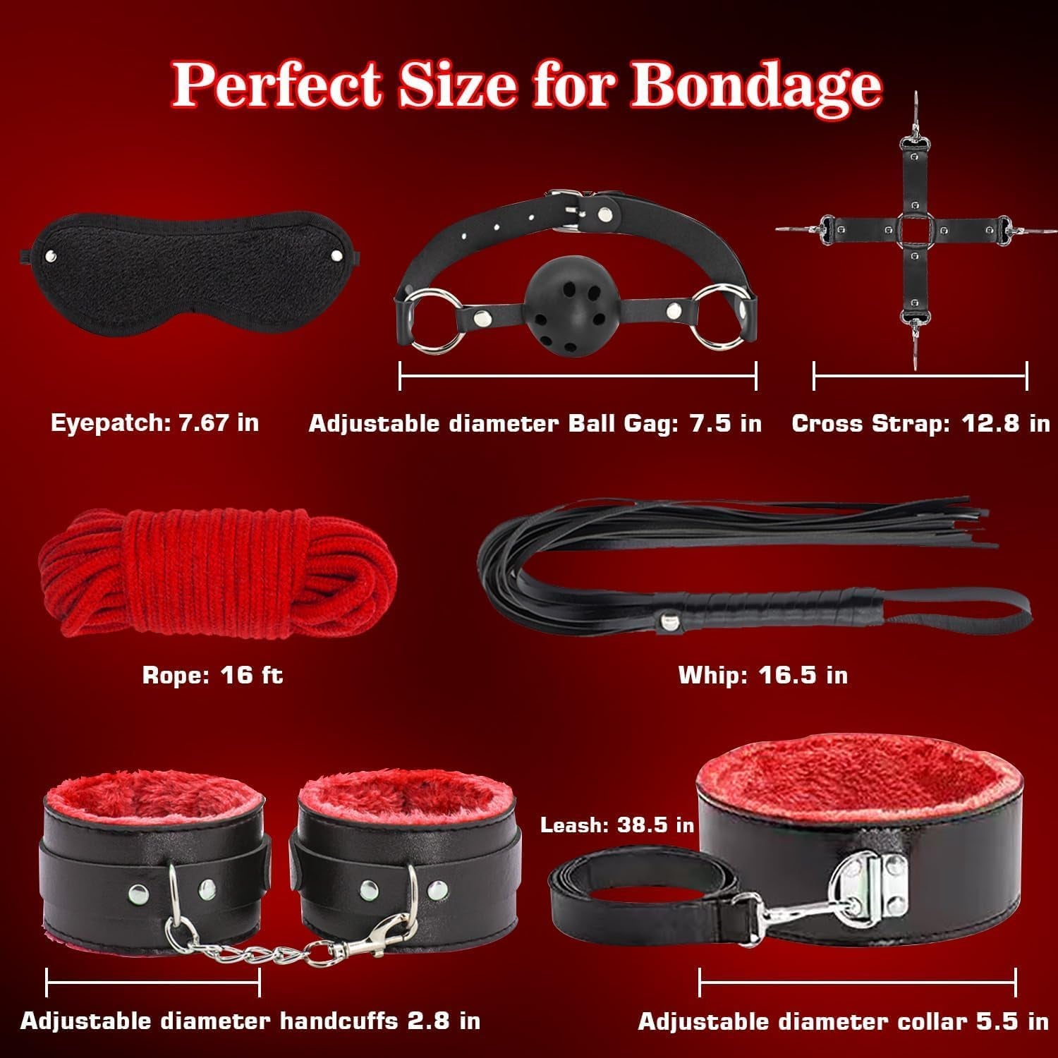 BDSM Couples Sex Toys Bondage - 12 Pcs Kit Bondage Restraint Gear and Accessories Set Adult Toys for Women and Man