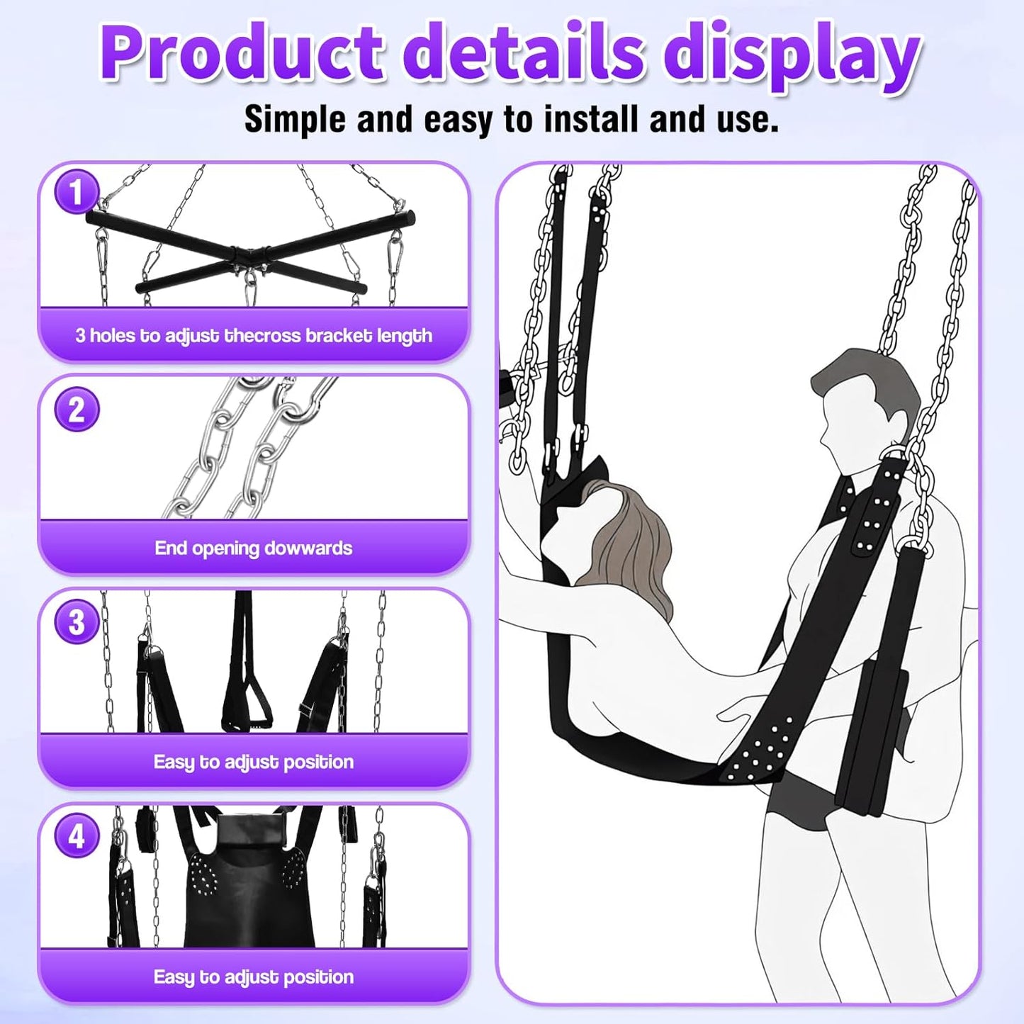 WeightlessLuxe Ceiling Sex Swing – Steel Frame, Leather Seat, 800 Lb