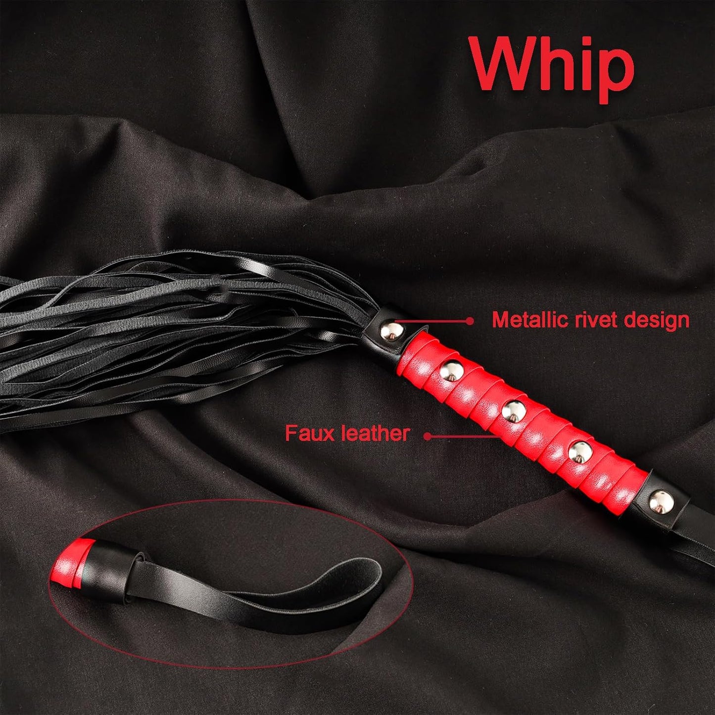 VelvetHour 3pc BDSM Whip, Crop & Tickler Set for Couples