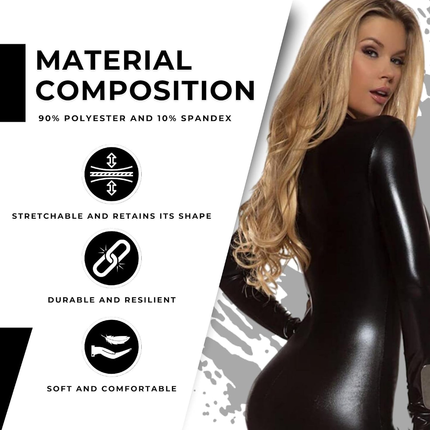 NightSheen Metallic Zip-Front Wet-Look Catsuit