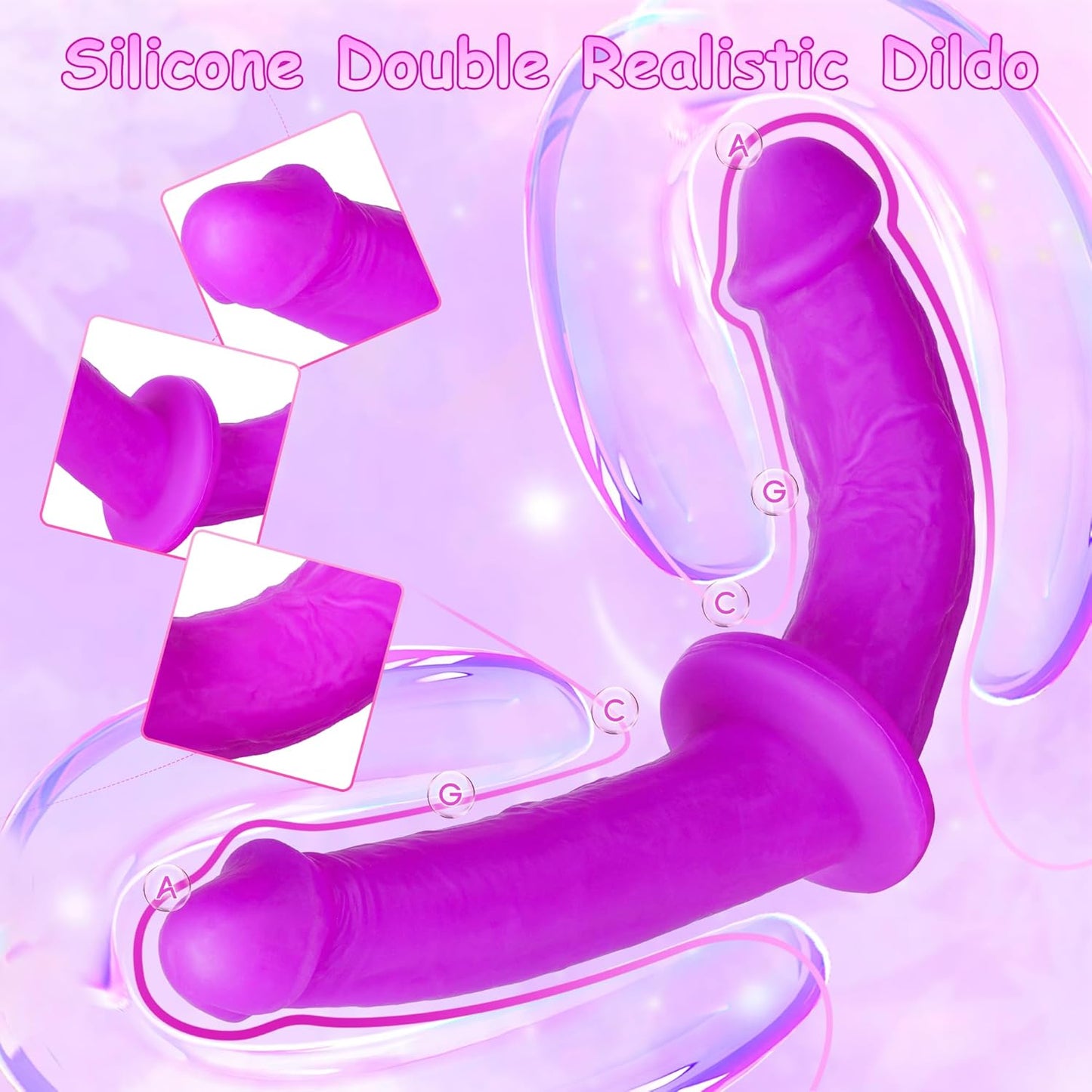 DualDesire Double-Sided Strap-On Dildo | Lace Harness, 3 Rings