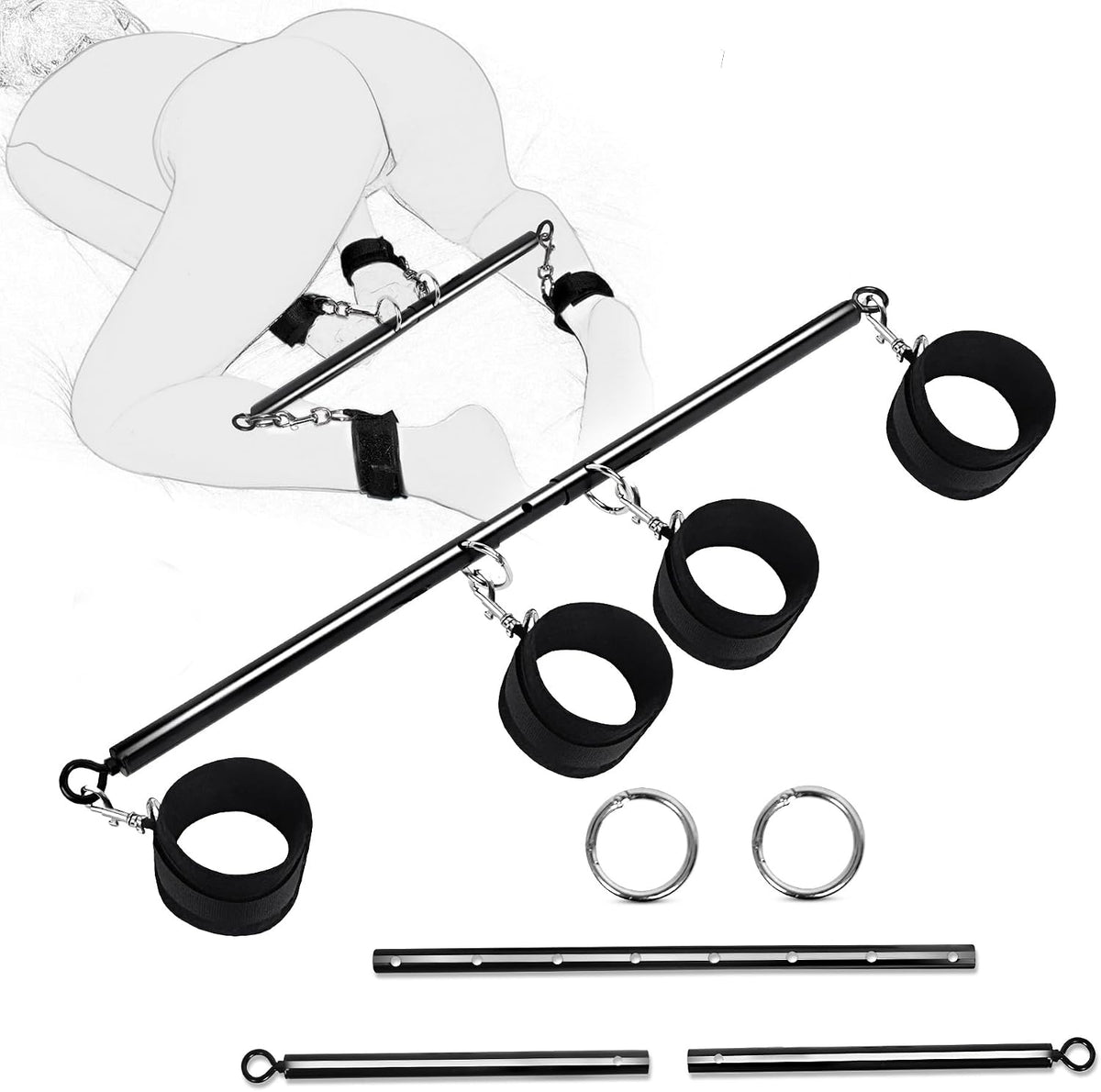 NightHold Padded Cuffs Spreader Bar Set
