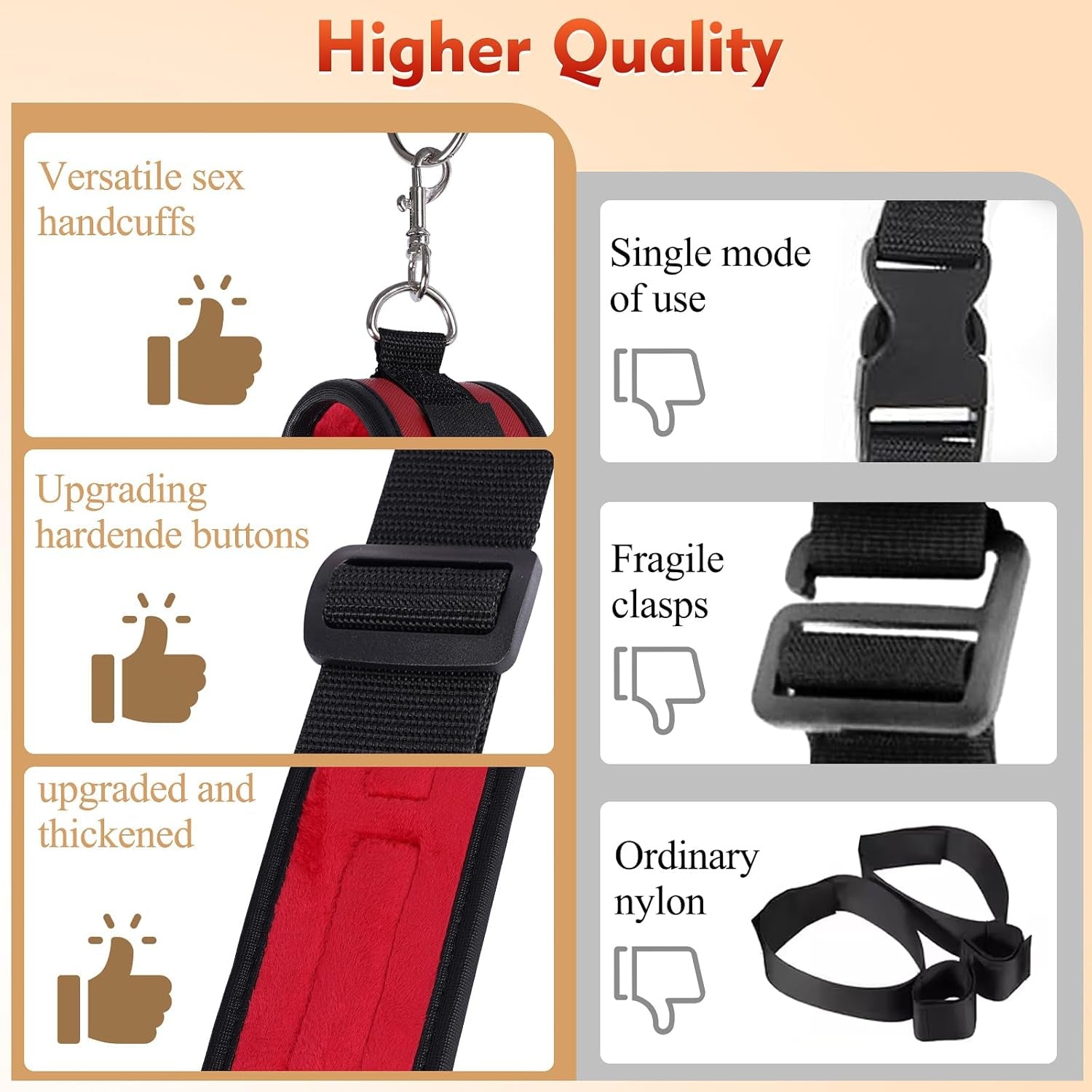 RougeNape Black Red Neck to Wrist BDSM Restraint