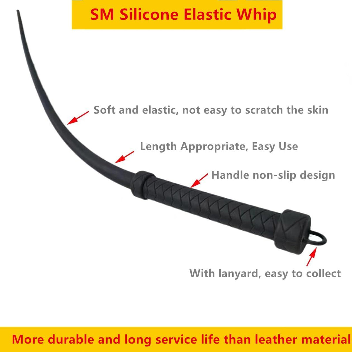 DarkCrop 25 Inch Silicone Flogger Whip for Impact BDSM Play