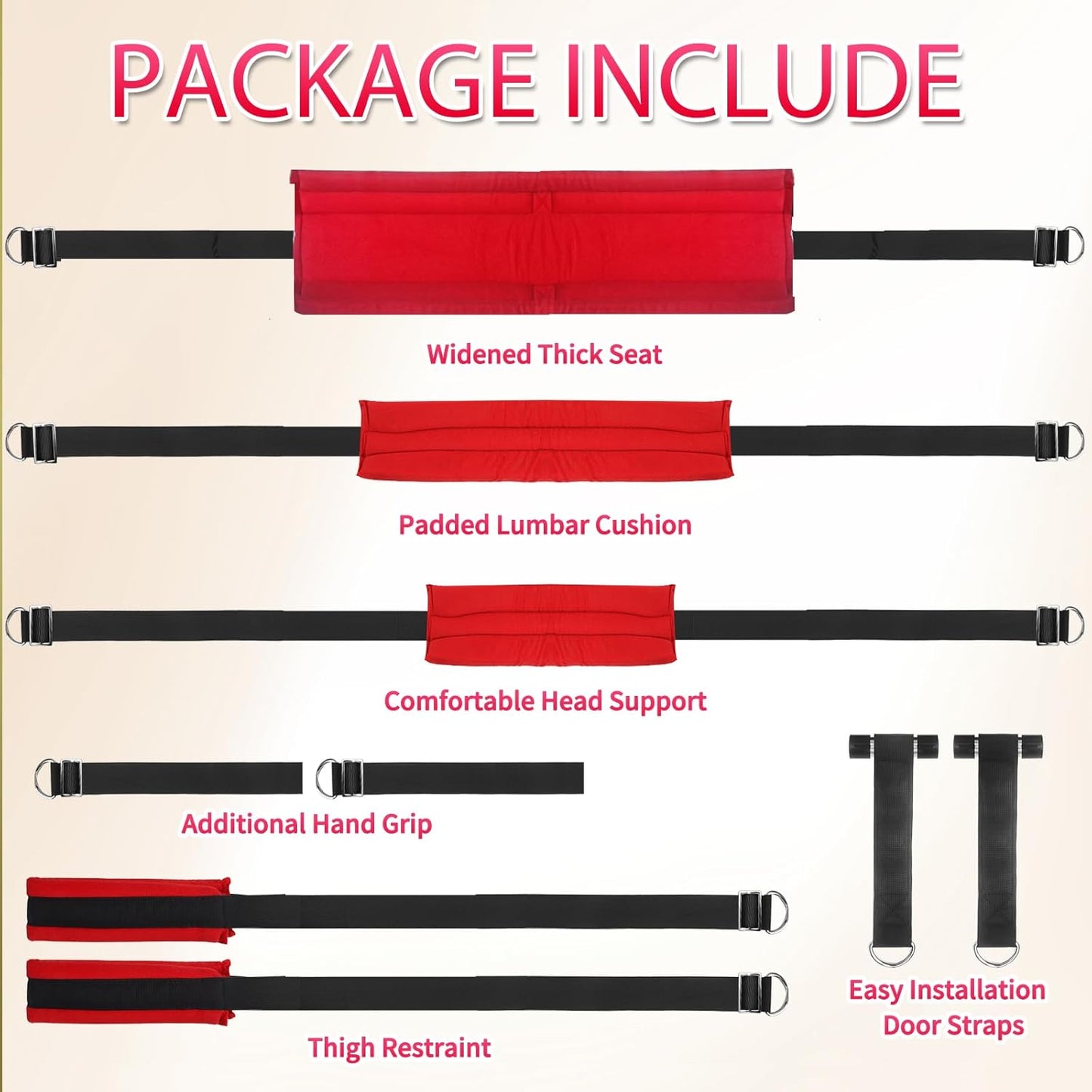 Sex Swing Adult Sex Toys Ceiling & Door Sex Swings BDSM Toy Set with Widened Thick Cushion Heavy Duty Hardware Buckle Adjustable Nylon Strap Comfortable Swing Sex Sling Hold up 400 Lbs