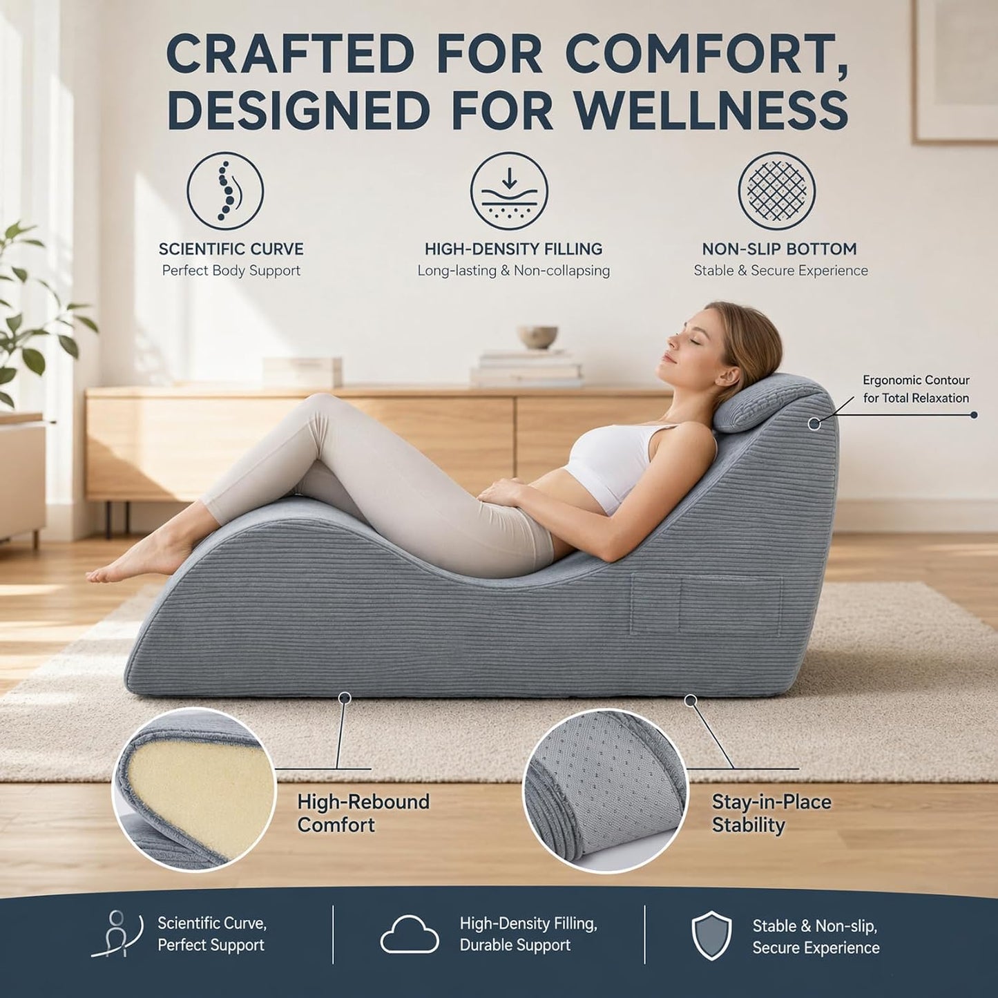 SmokeSeduction Sex Chaise Lounge Chair with Cushioned Headrest