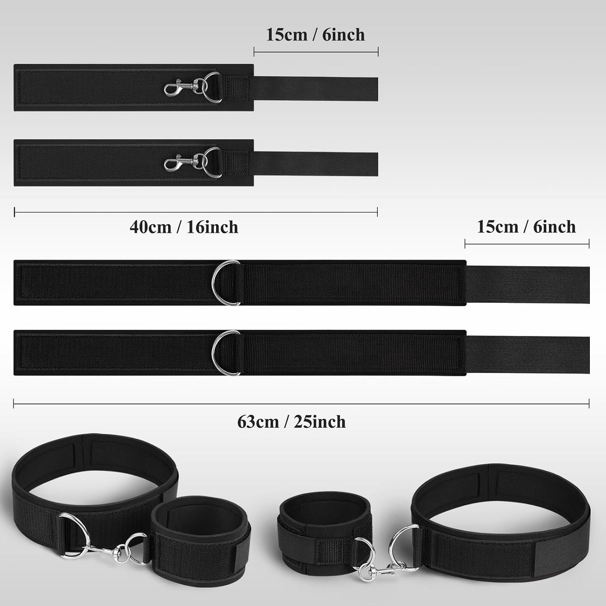 DuskTease Wrist & Thigh BDSM Cuff Restraint Set