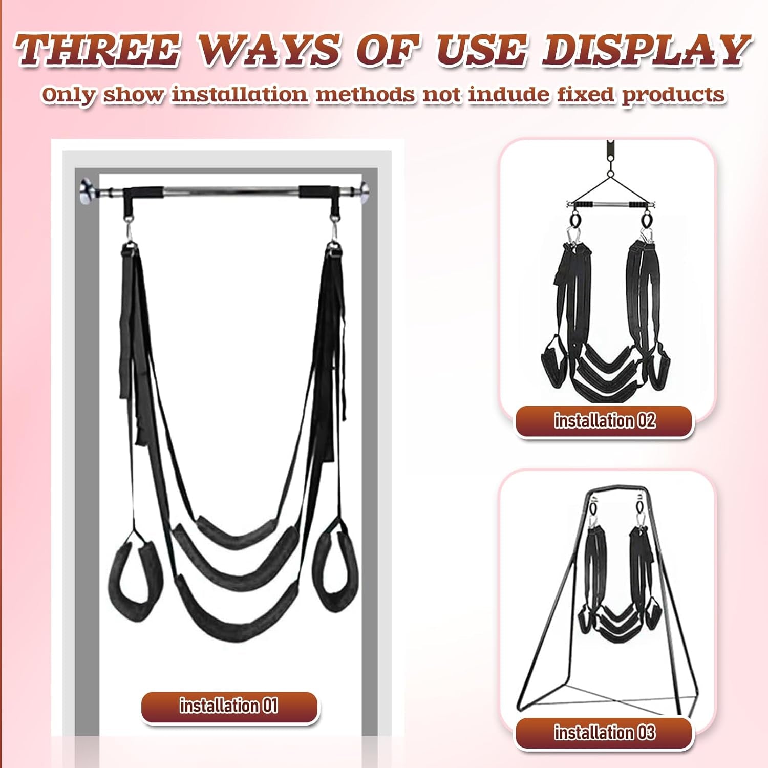 Sex Swing Adjustable BDSM Toys Sex Straps with Widened Comfortable Seat Adjustable Sex Furniture for Women'S Pleasure BDSM Sex Toys Set for Adults (Black)