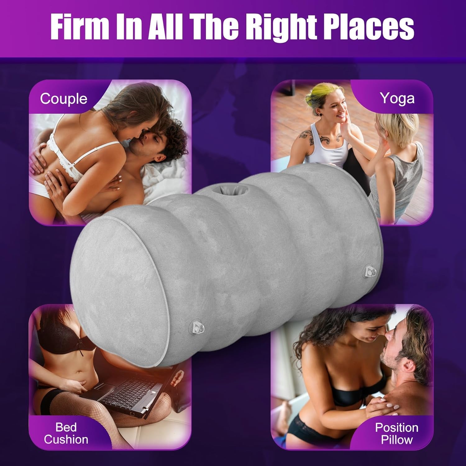 Sex Pillow Couples Sex Toys, BDSM Toys Mount Dildo Pillow Sex Toy with Bondage, Heart-Shaped Support Inflatable Sex Chair Sex Furniture for Bedroom, Sex Toys for Women Couple