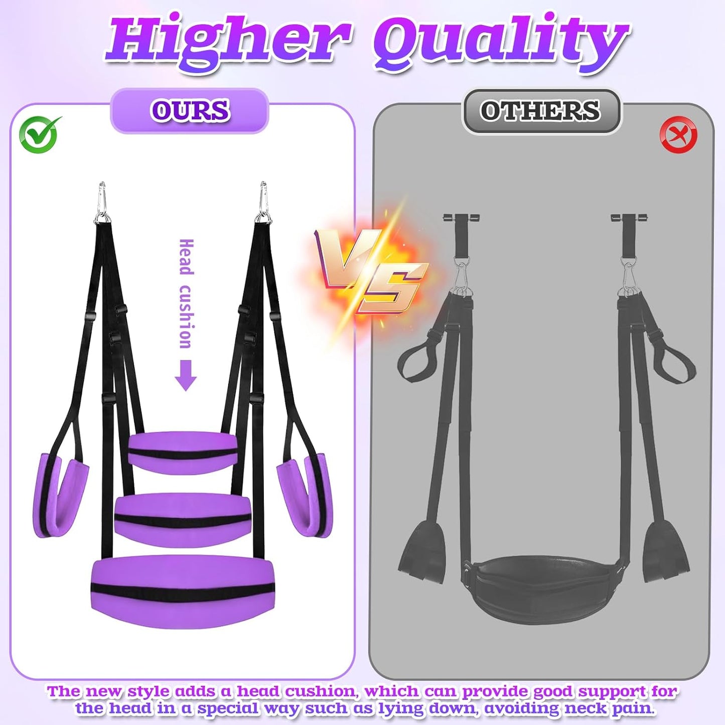 Sex Swing BDSM Sex Toys for Couples - Enhanced Ceiling & Door Sex Swings with Widened Neck Lumbar Hip Pads, Bondage Restraints Adult Toys with Adjustable Sex Straps, Holds up to 300 Lbs