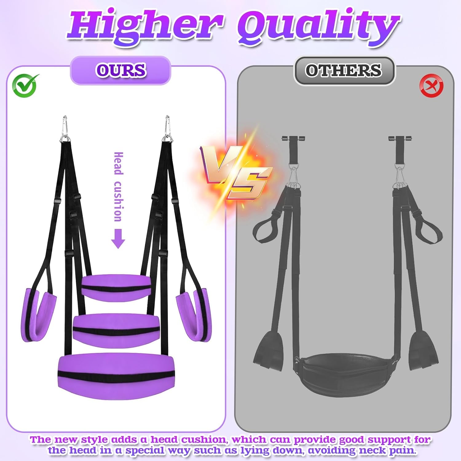 Sex Swing BDSM Sex Toys for Couples - Enhanced Ceiling & Door Sex Swings with Widened Neck Lumbar Hip Pads, Bondage Restraints Adult Toys with Adjustable Sex Straps, Holds up to 300 Lbs