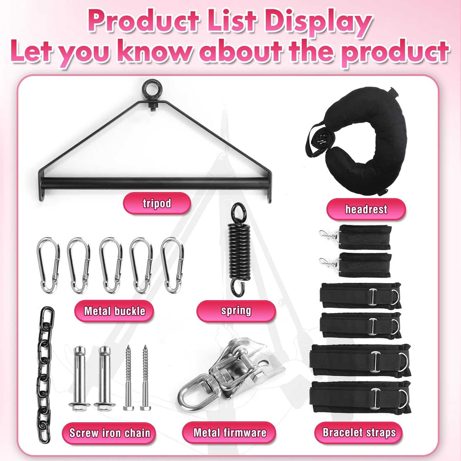 Sex Swing, 360° Spinning Indoor Ceiling Sling, Sex Toys with Sturdy Stand & Extra-Wide Padded Seat for Couples (Pillow Extreme, Black)