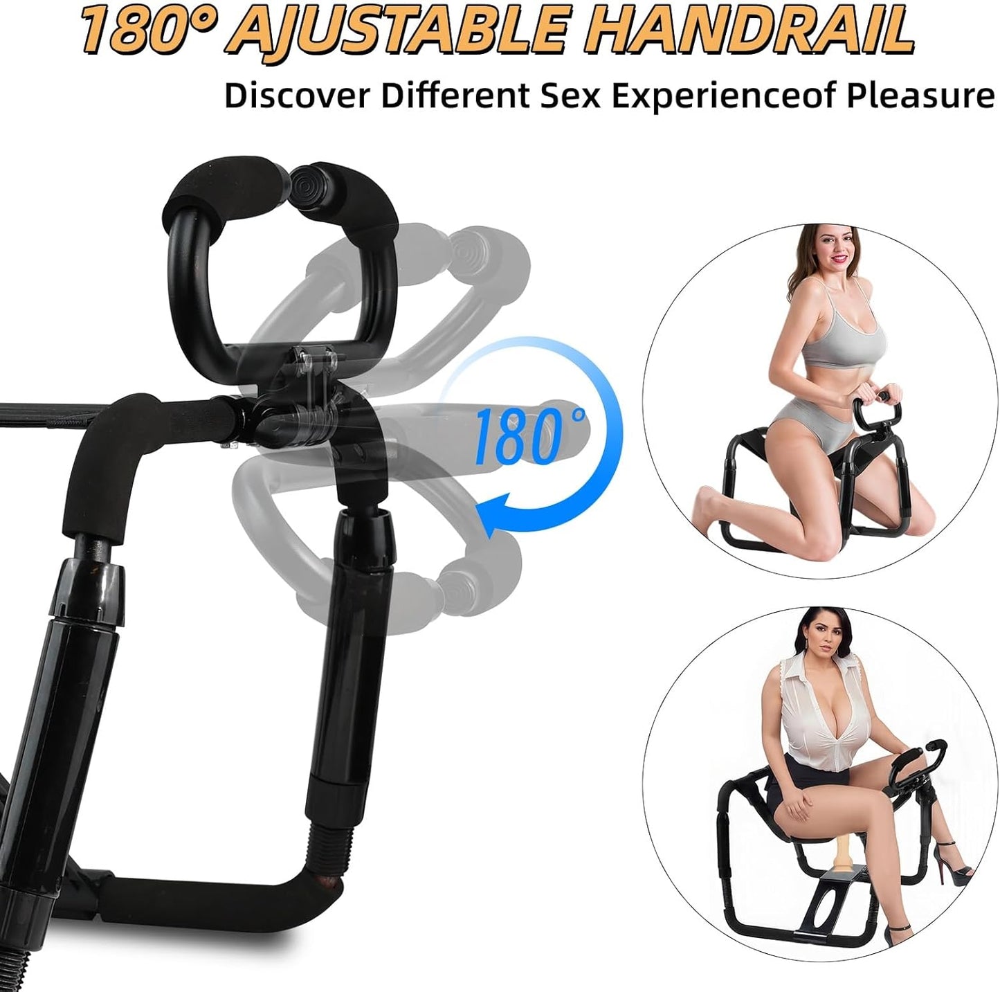 Sex Chair Adjustable Height Sex Furniture, Sex Multifunction Position Chair with Adjustable Handrail and Realistic Dildo, Sex Bench BDSM Novelty Dildo Mount Holder for Couples Festival Gifts