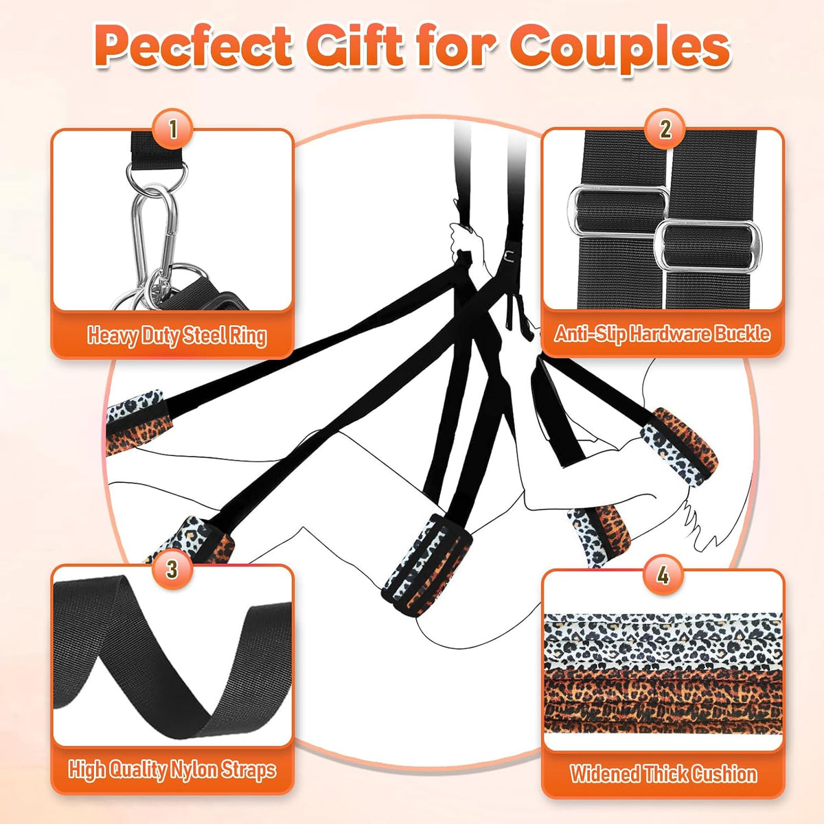 DuskHarness Door and Ceiling Mounted BDSM Sex Swing with Wide Seat