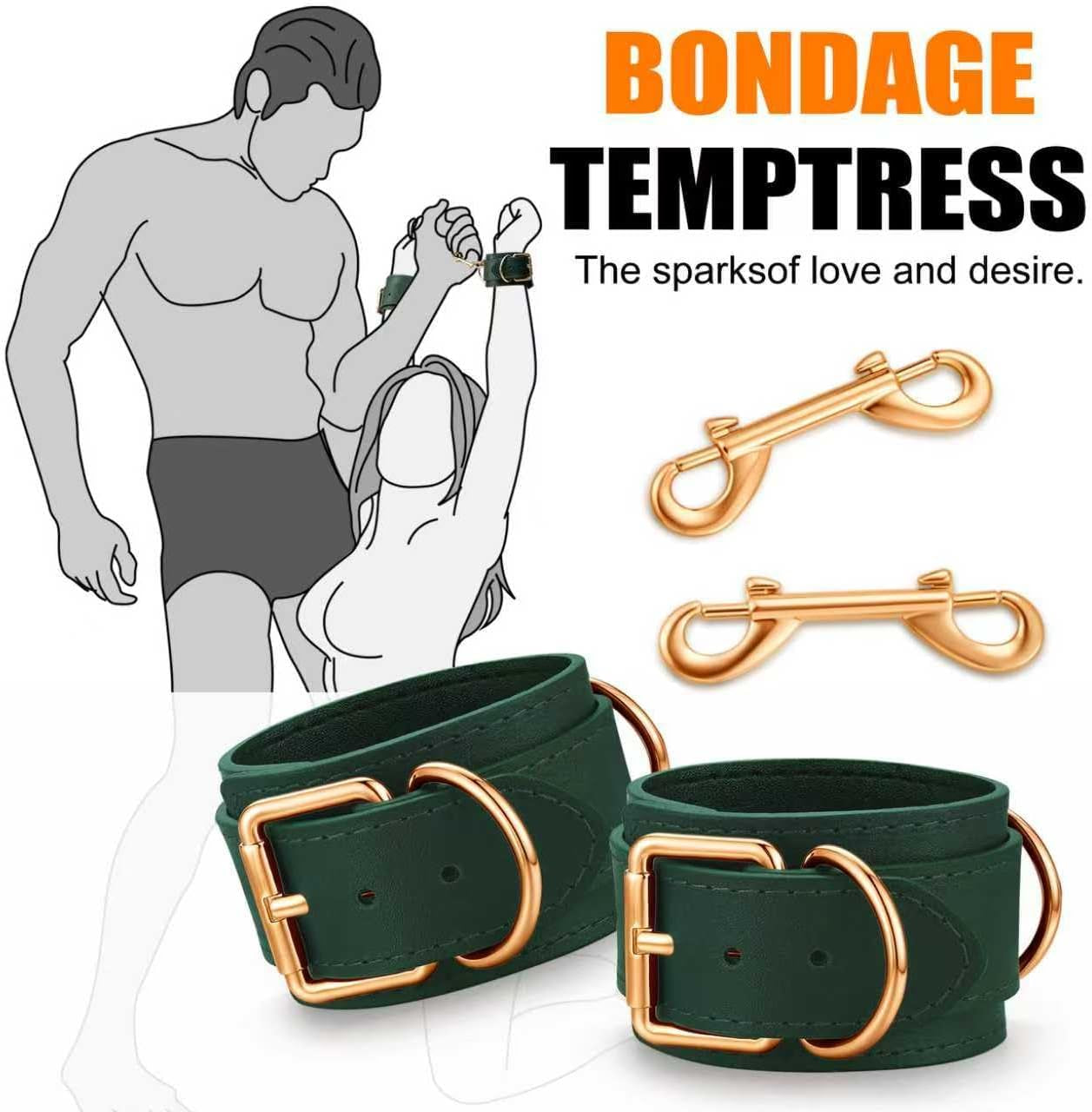 PoisonKiss Premium Black & Green 10-Piece BDSM Restraint Kit